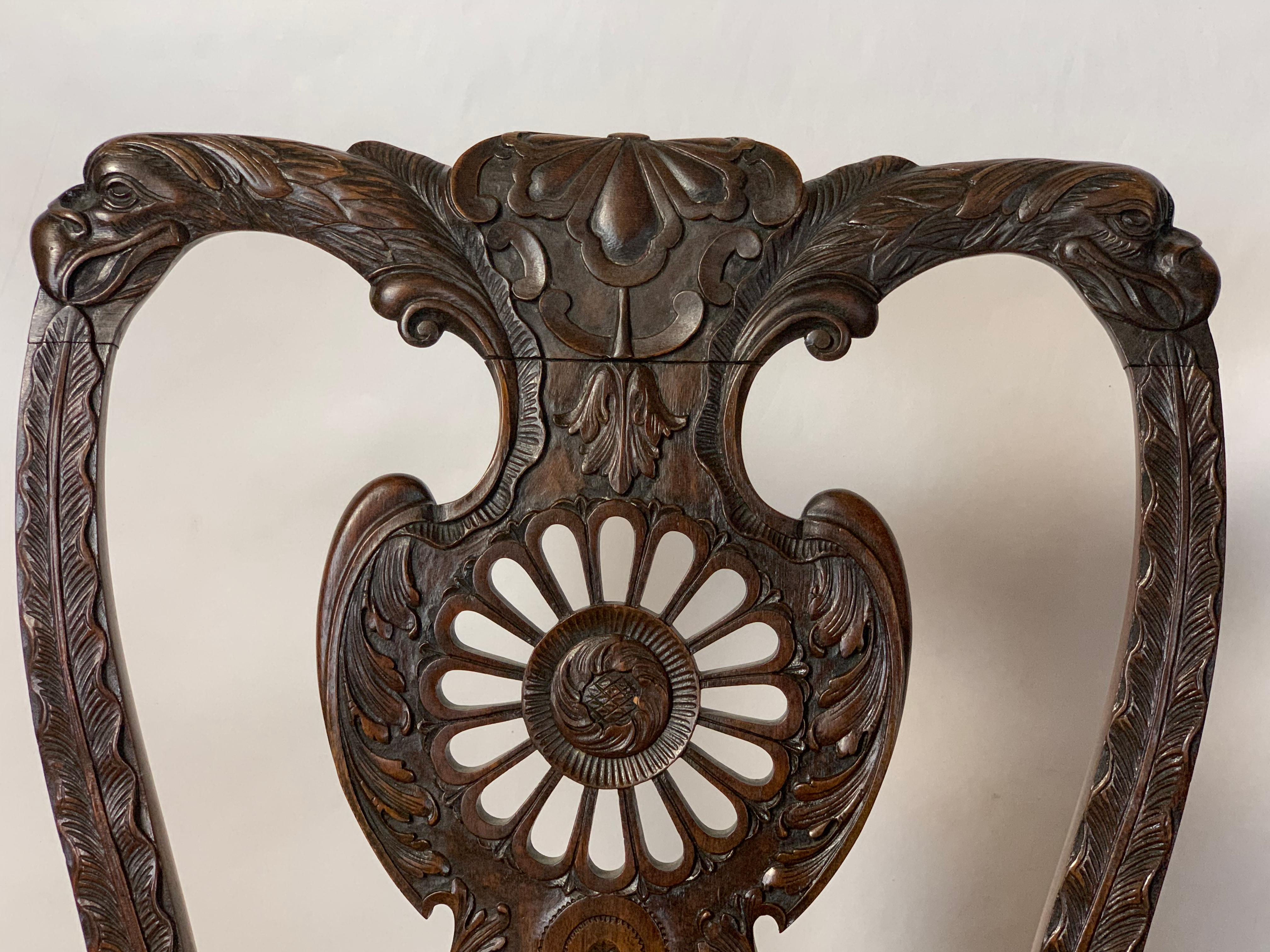 Mid-19th Century Chippendale Style Carved Mahogany Side Chairs 4
