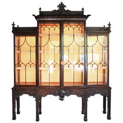 Antique Mid-19th Century Chippendale Style China Cabinet in Mahogany