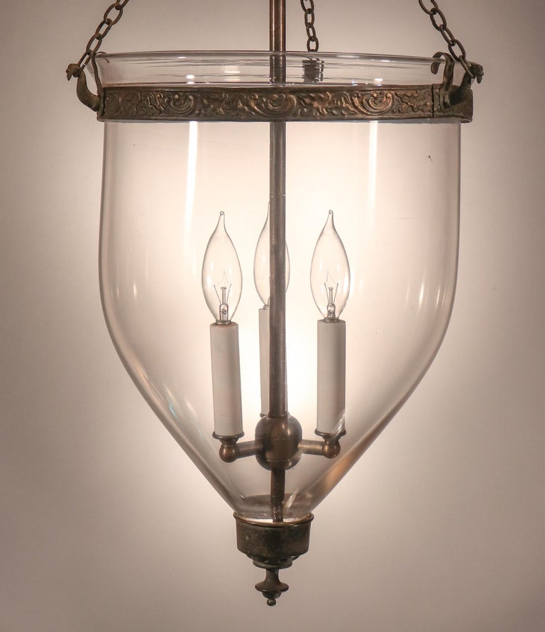 English Mid-19th Century Clear Glass Bell Jar Lantern For Sale