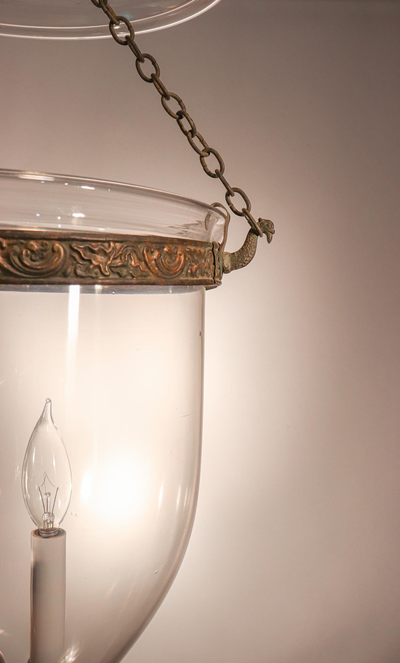 Mid-19th Century Clear Glass Bell Jar Lantern In Good Condition In Heath, MA
