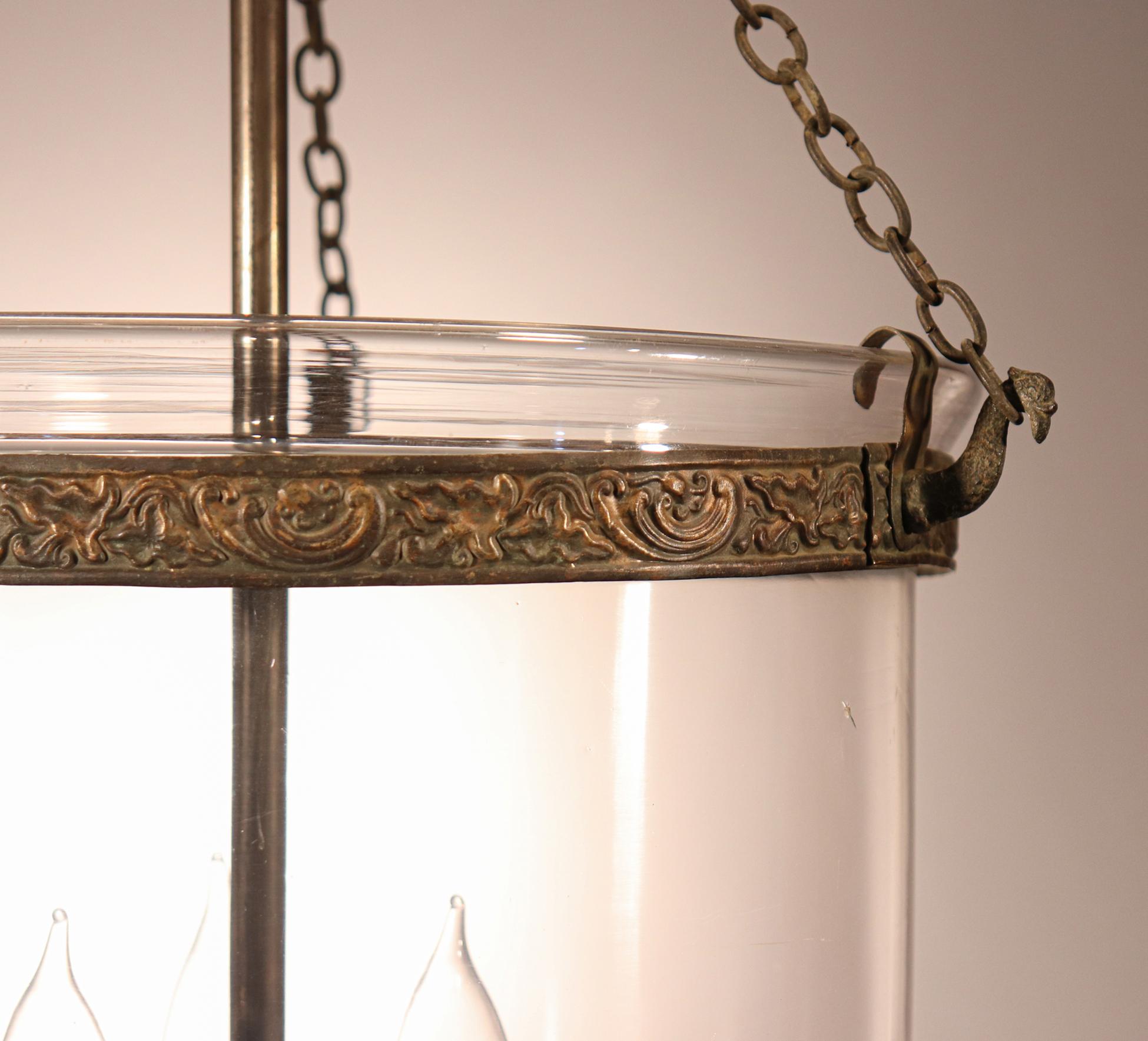 Brass Mid-19th Century Clear Glass Bell Jar Lantern