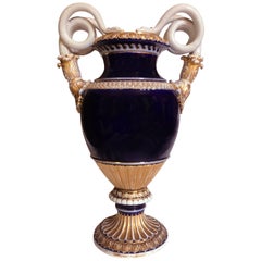 Retro Mid-19th Century Cobalt and Gilt Neoclassical Urn