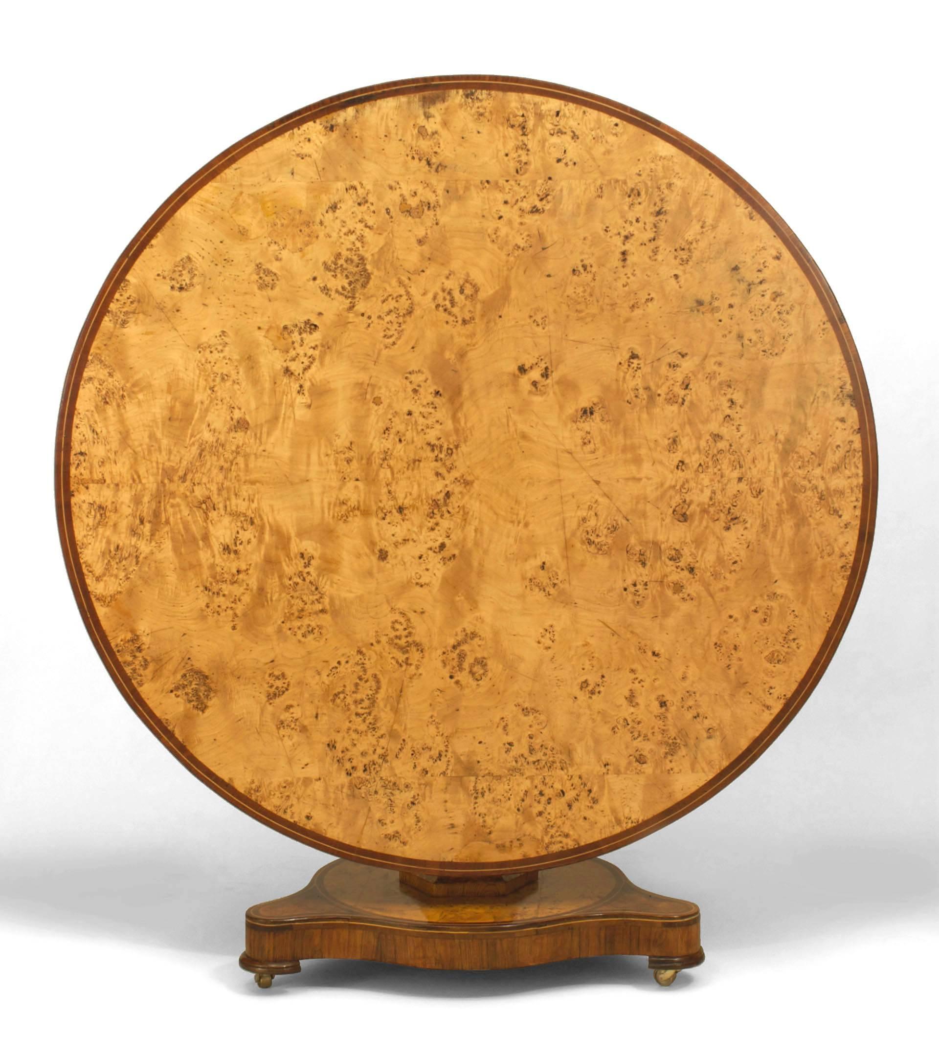 Baltic Continental Burl Wood Center Table For Sale