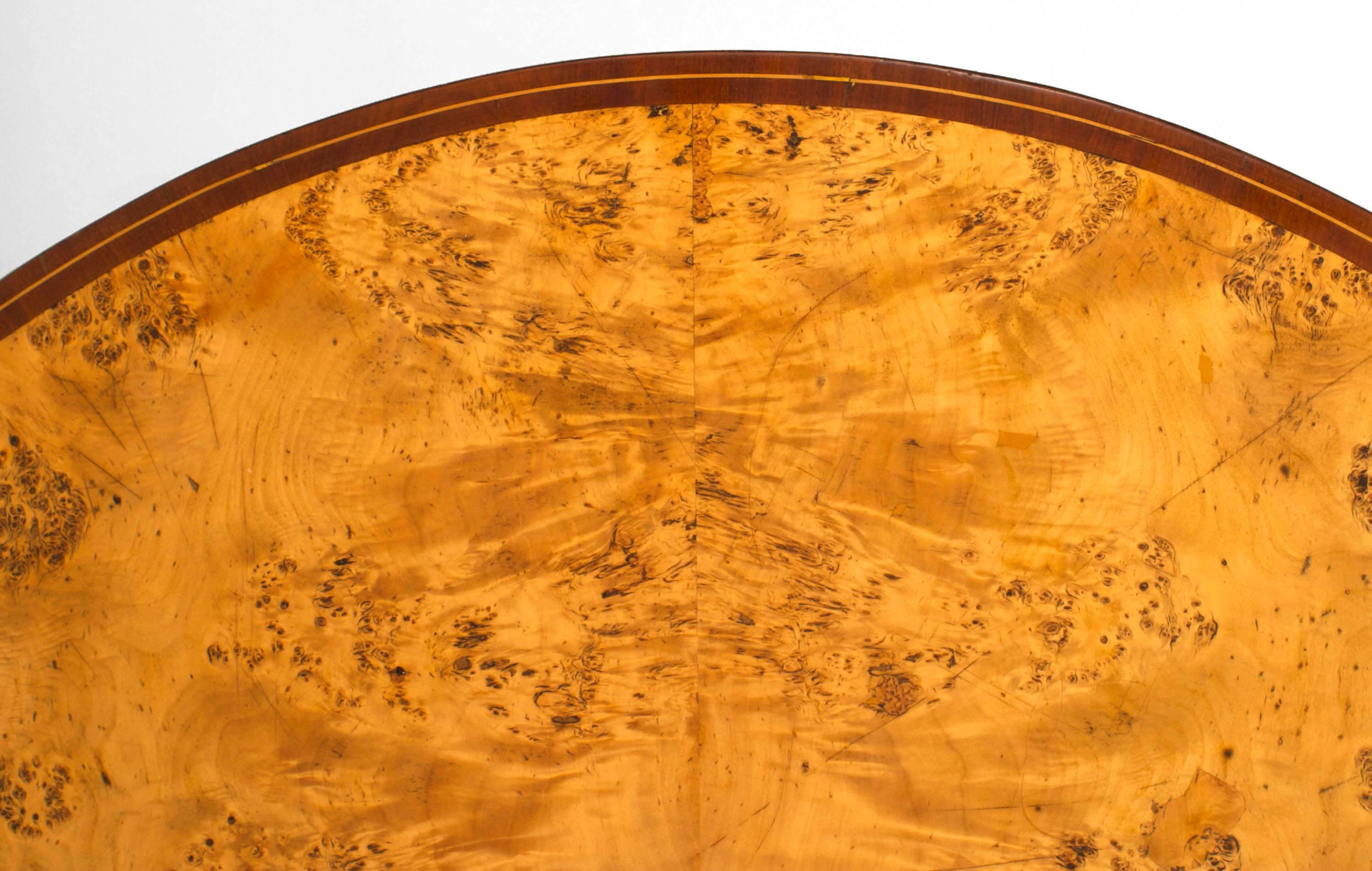 European Continental Burl Wood Center Table For Sale