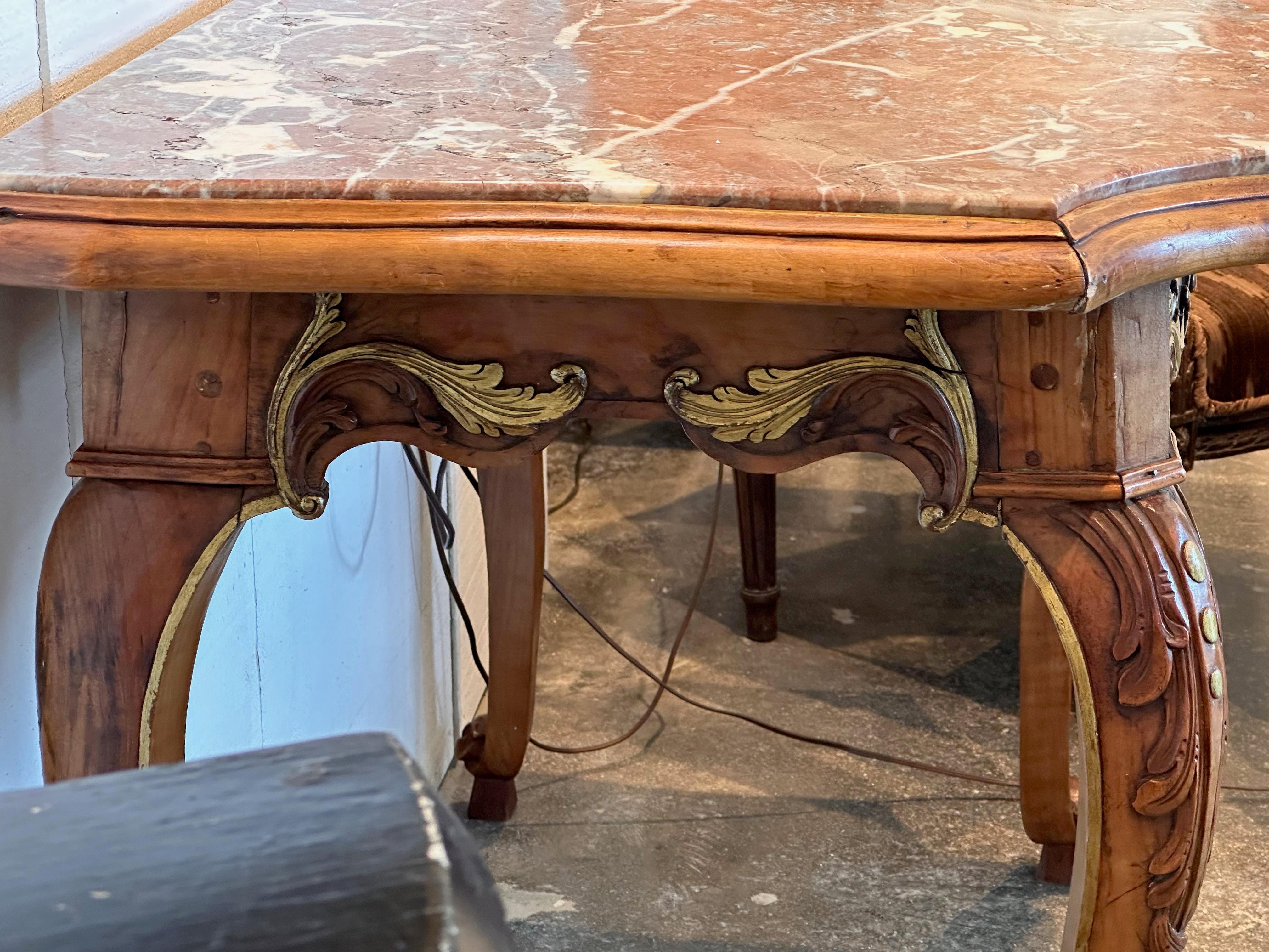 Mid 19th Century Continental Marble Top Console For Sale 5