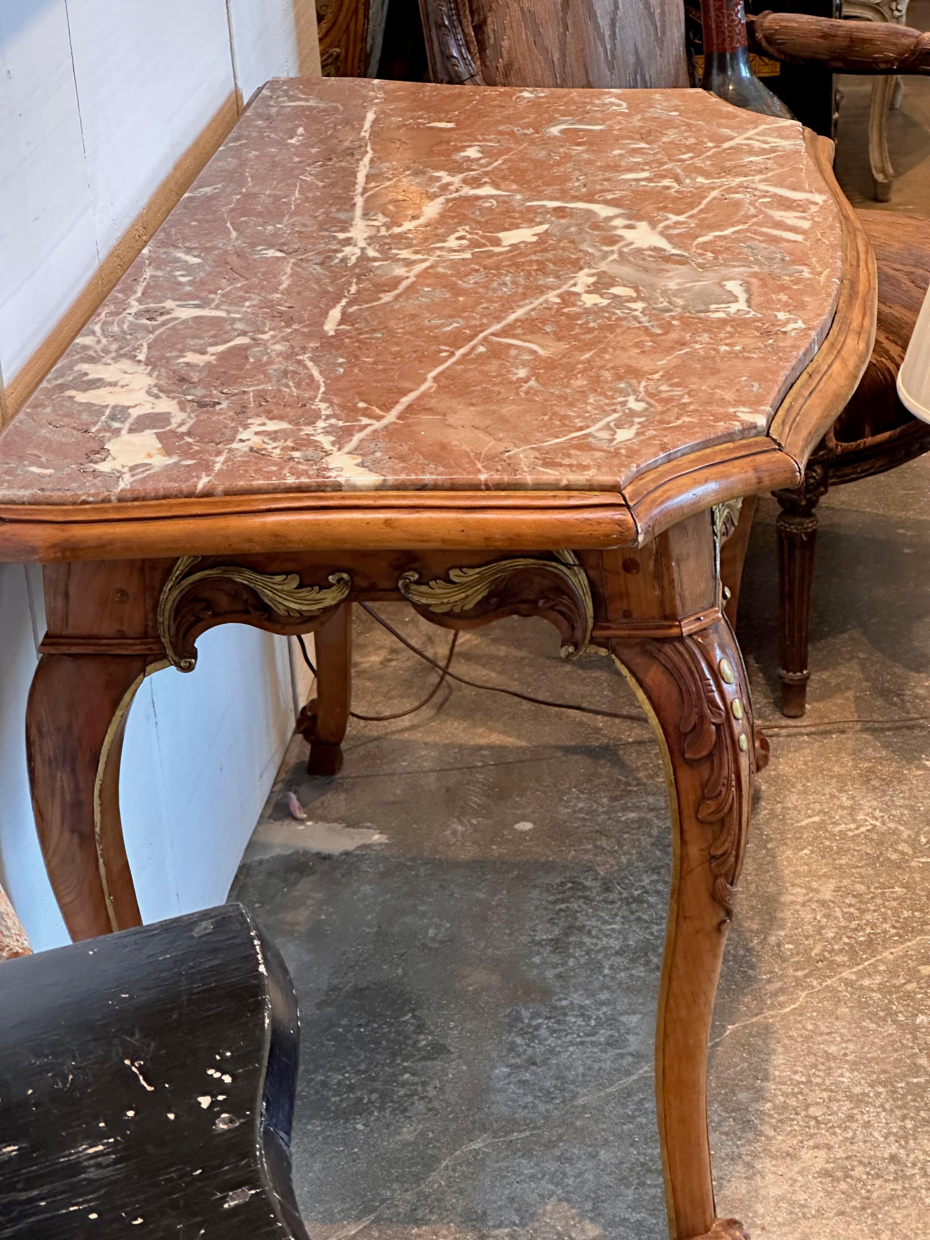 American Mid 19th Century Continental Marble Top Console For Sale