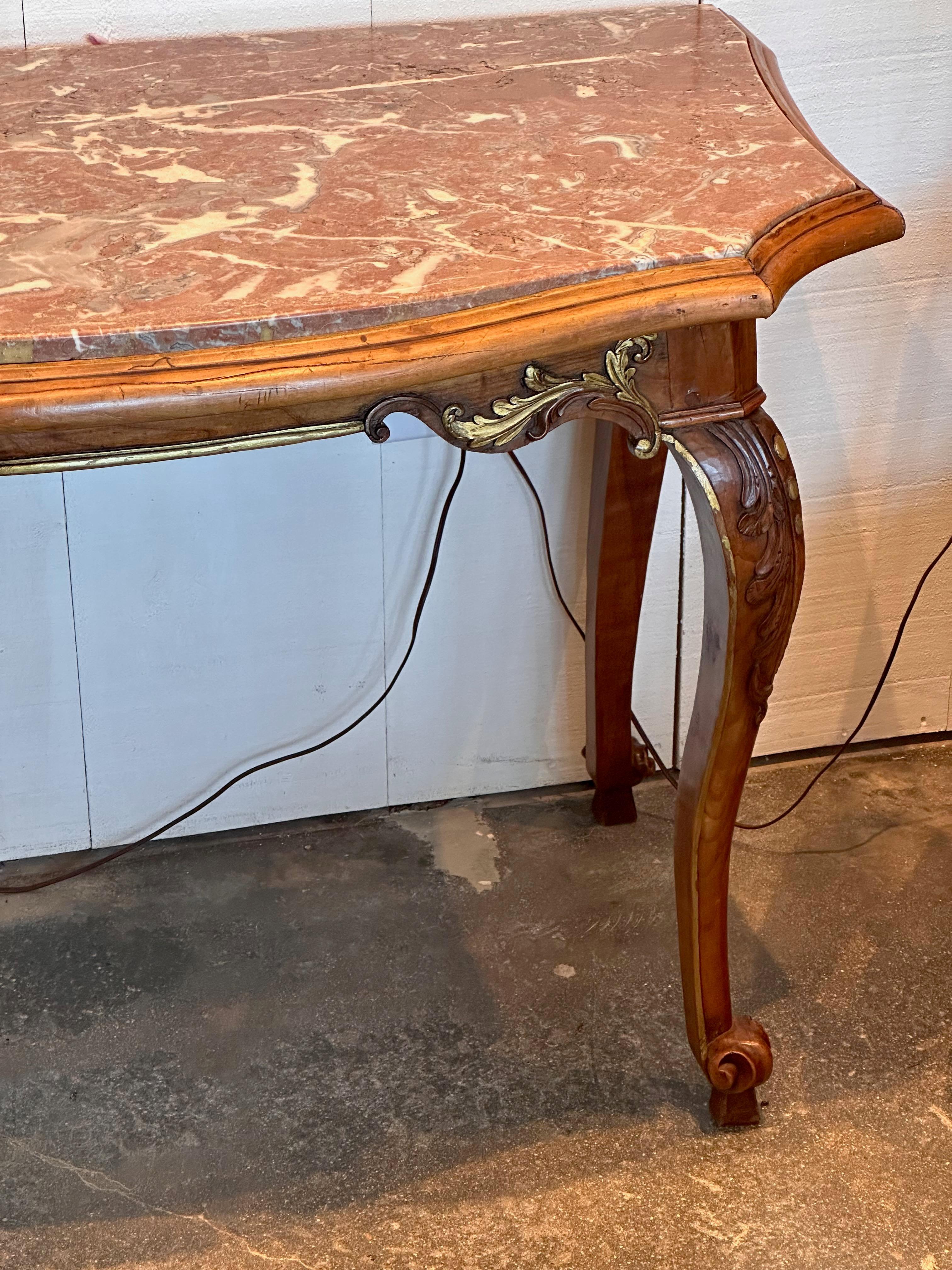 Wood Mid 19th Century Continental Marble Top Console For Sale