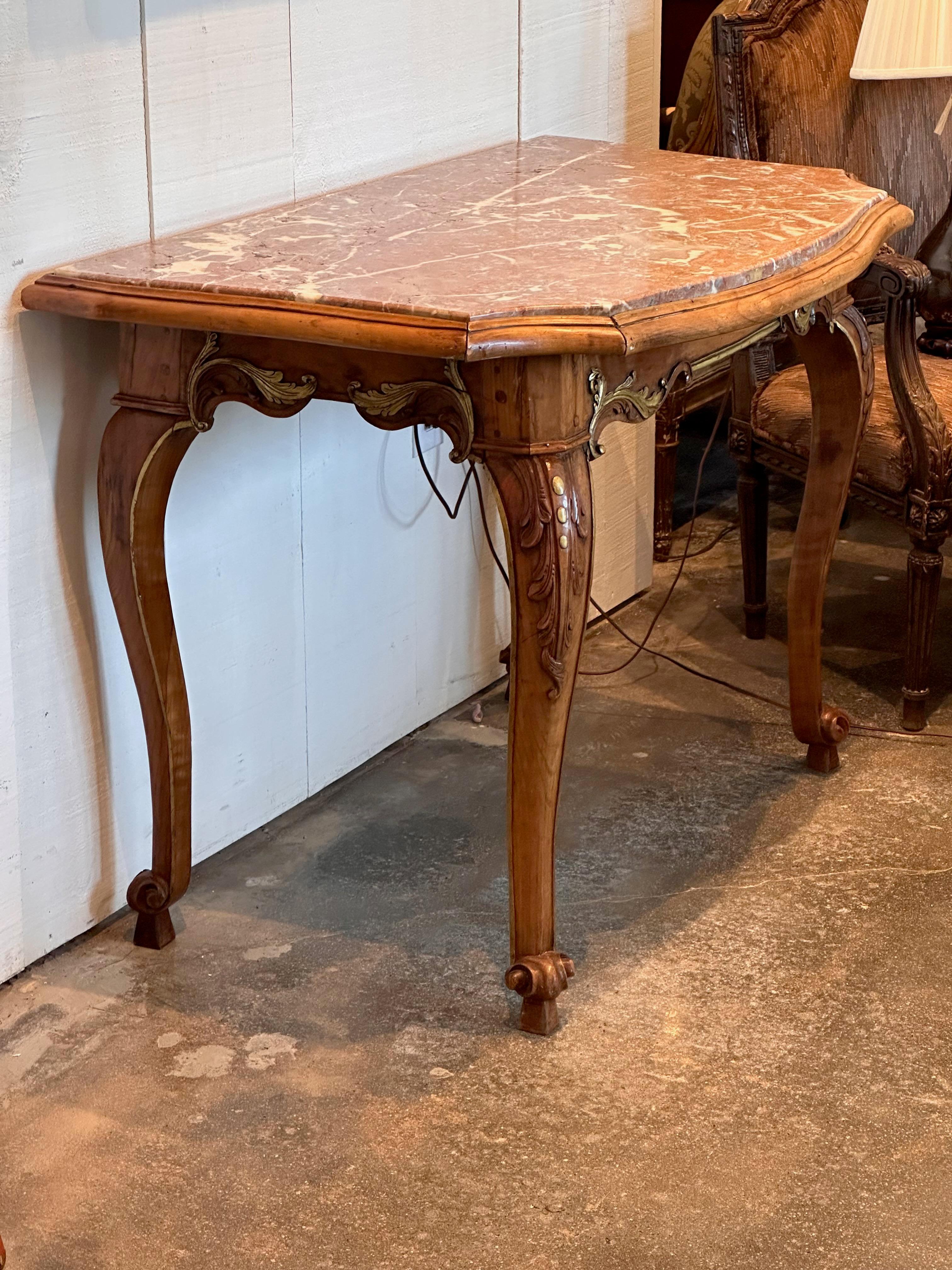 Mid 19th Century Continental Marble Top Console For Sale 1