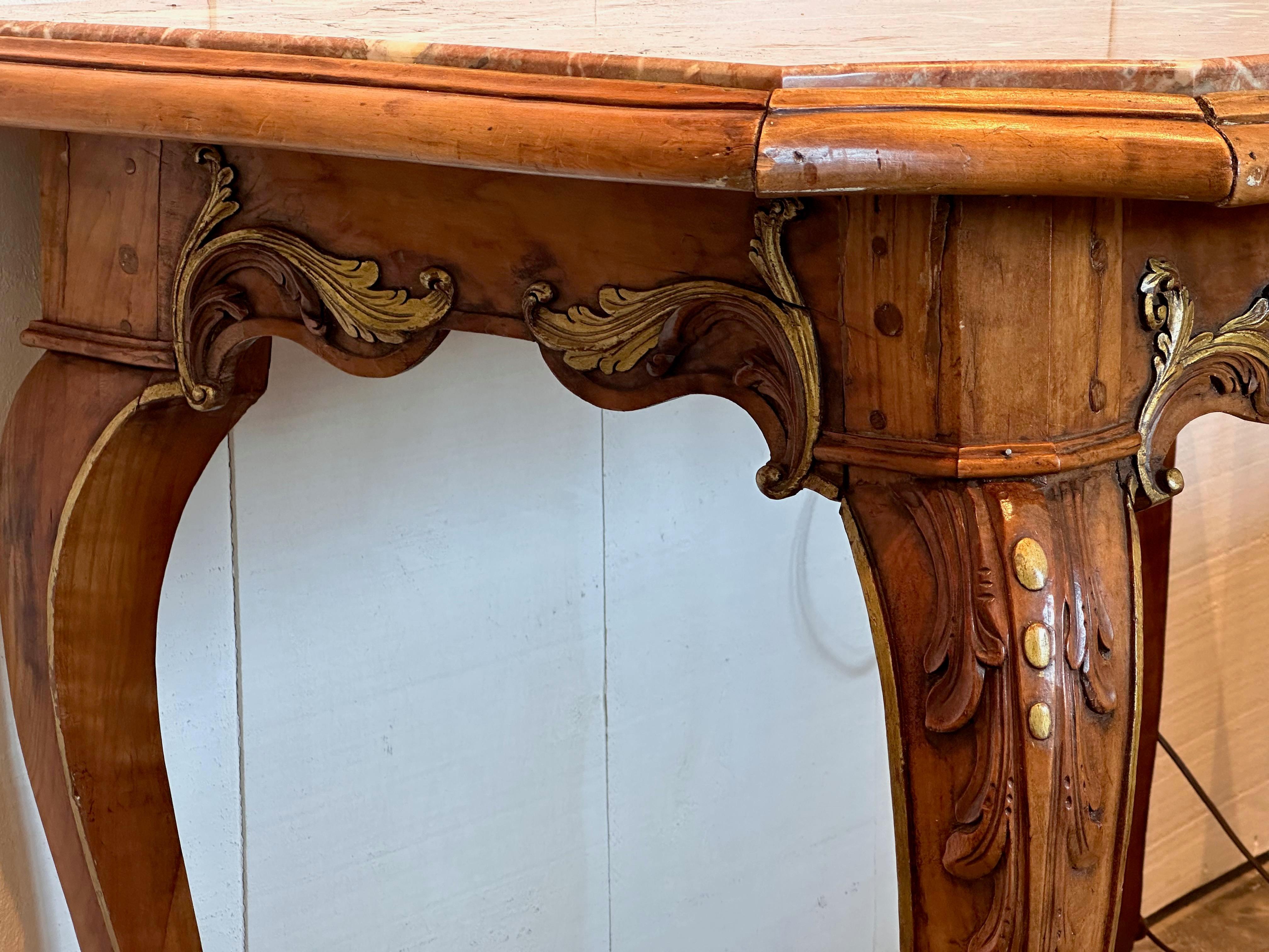 Mid 19th Century Continental Marble Top Console For Sale 2
