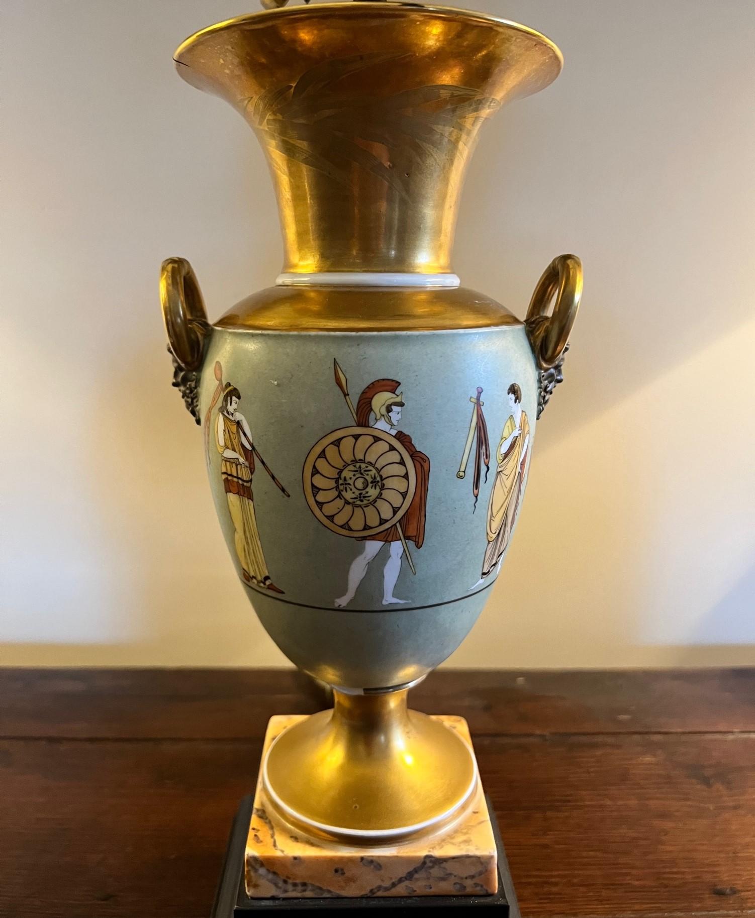 Mid 19th Century Continental Porcelain Urn Converted to a Lamp For Sale 1