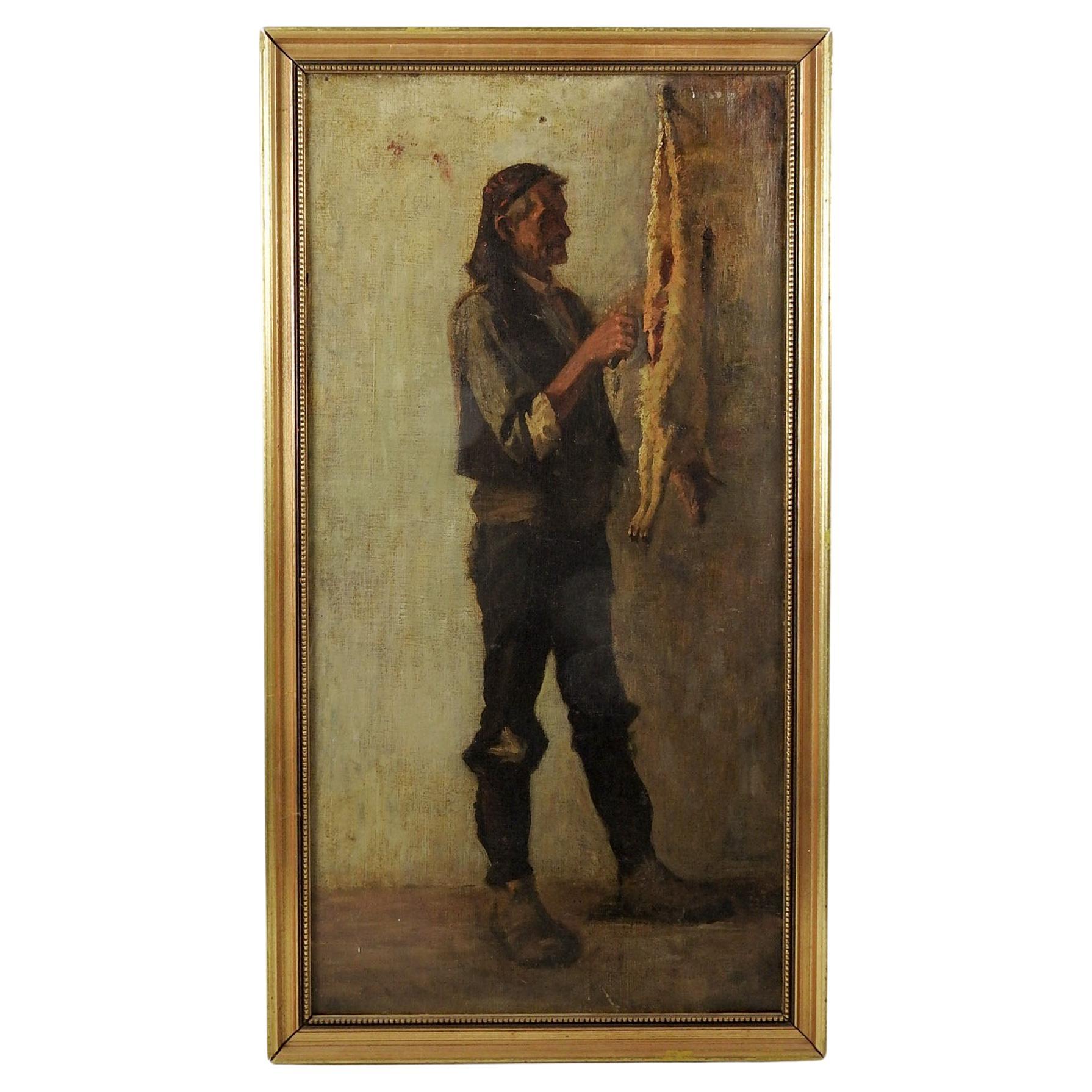 Mid 19th Century Continental School Gamekeeper Painting For Sale