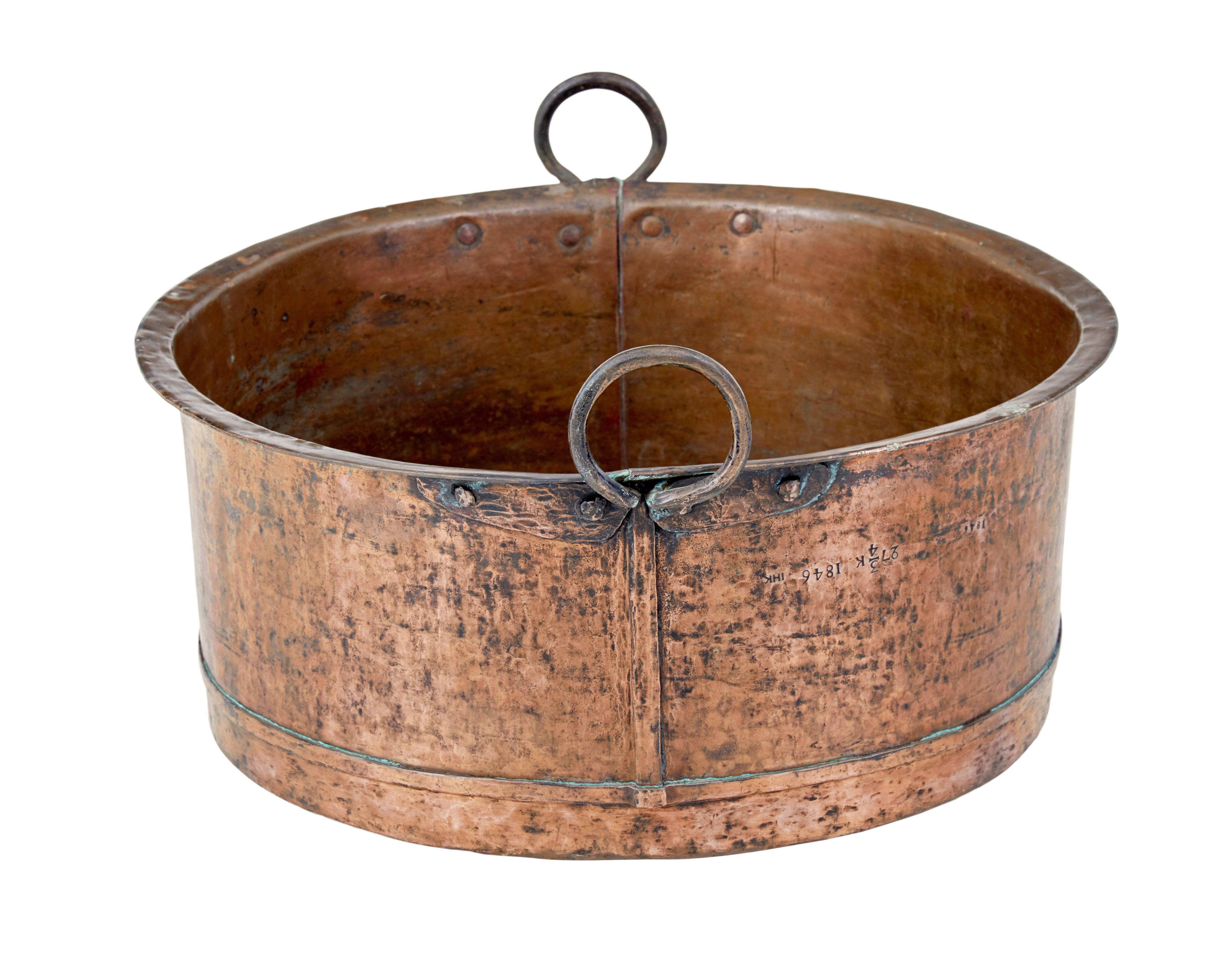 Victorian Mid 19th century copper cooking vessel For Sale