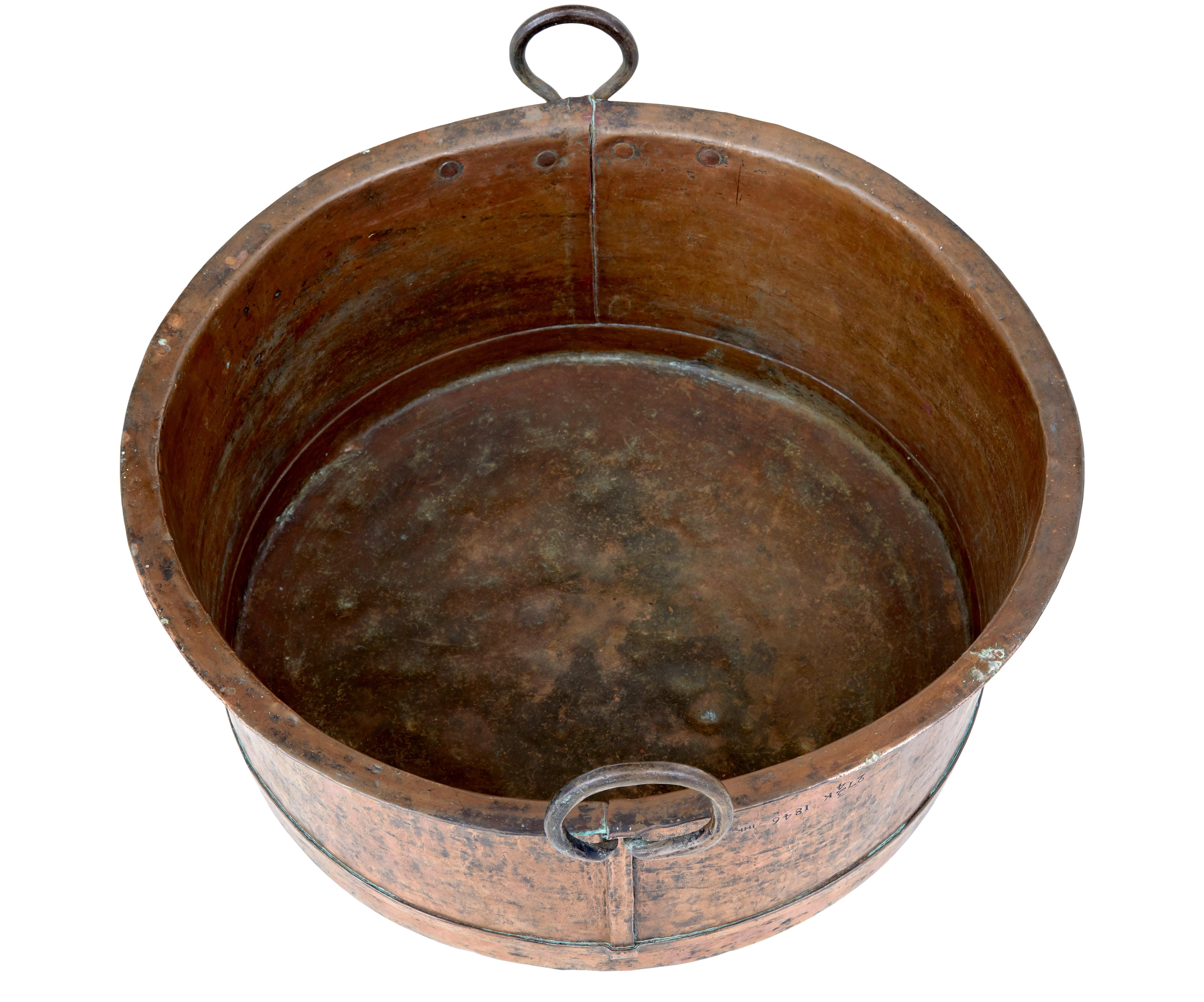 Swedish Mid 19th century copper cooking vessel For Sale