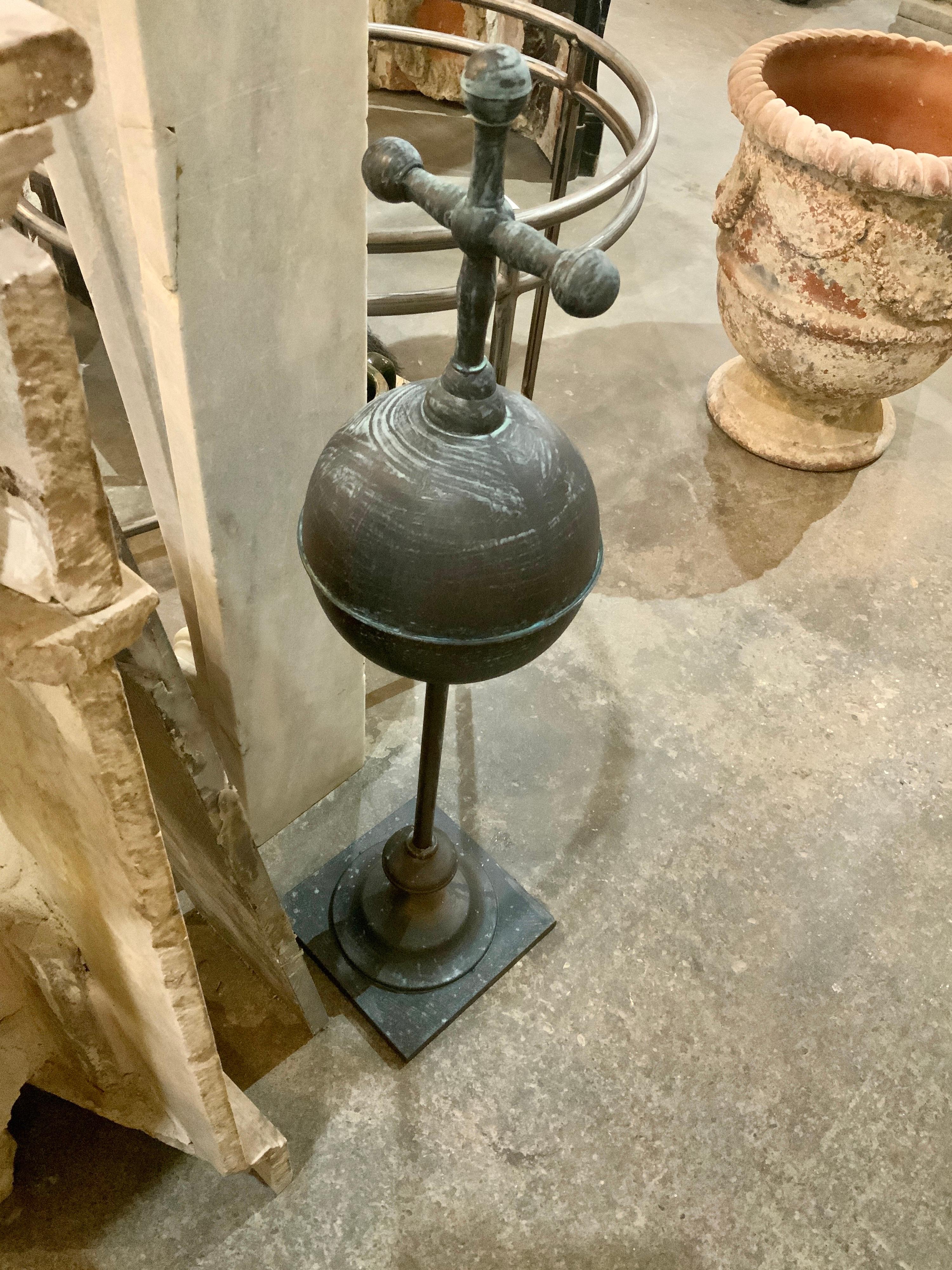 French Mid-19th Century Copper Cross & Ball Finial from France