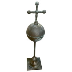Mid-19th Century Copper Cross & Ball Finial from France