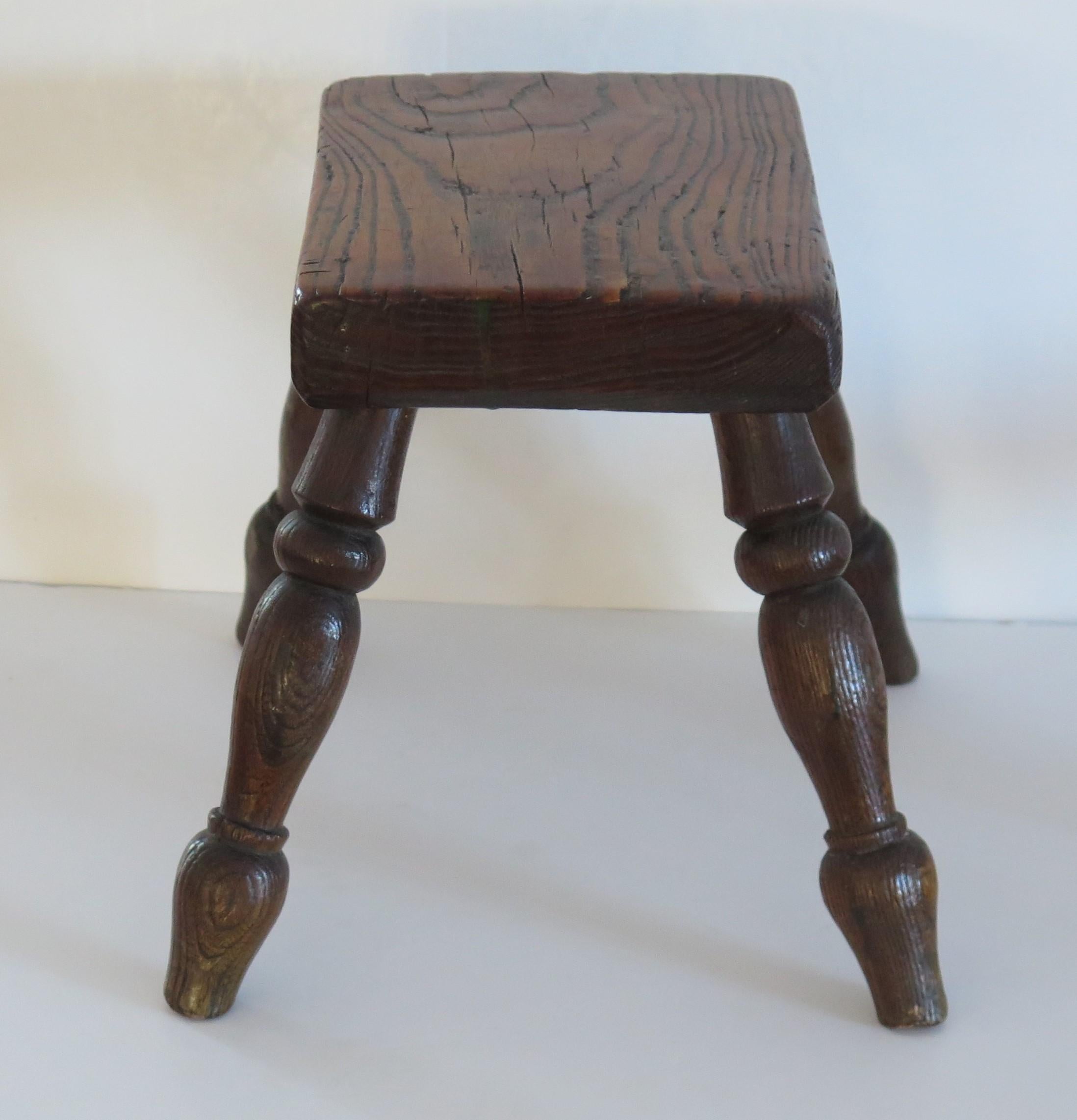 Mid 19th Century Country Candle Stool in Elm, English, circa 1840 For Sale 1