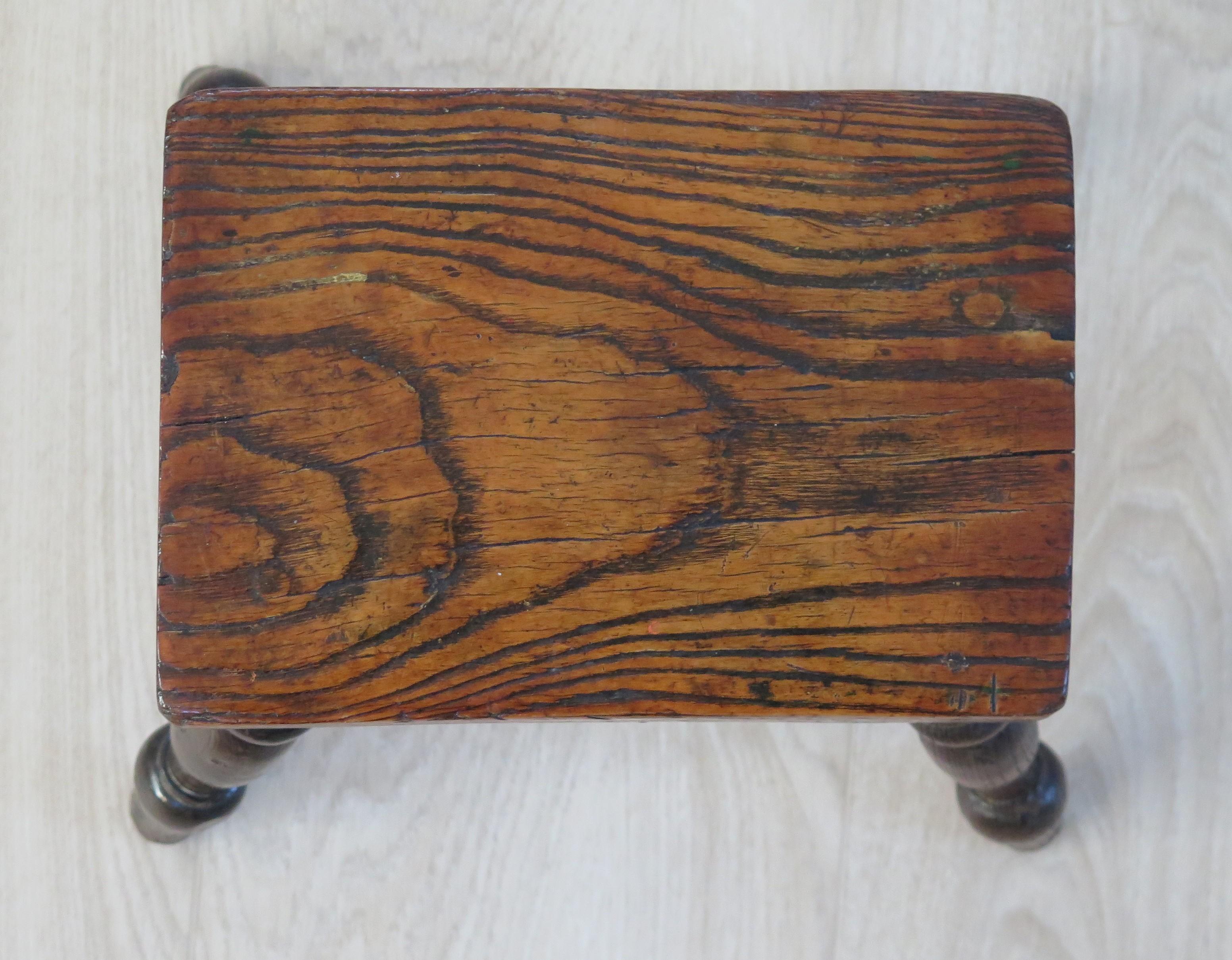 Mid 19th Century Country Candle Stool in Elm, English, circa 1840 For Sale 2
