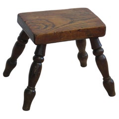 Antique Mid 19th Century Country Candle Stool in Elm, English, circa 1840