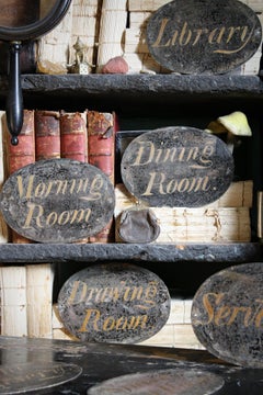 Mid-19th Century Country House Collection of Six Toleware Servant's Bells Signs