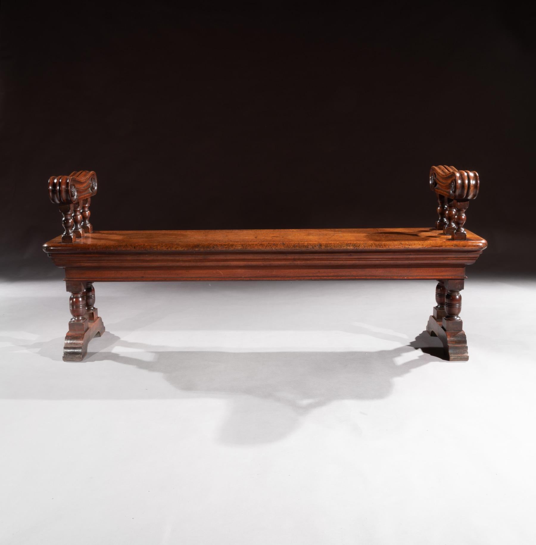 Mid-19th Century Country House Walnut Hall Bench of Good Scale 8