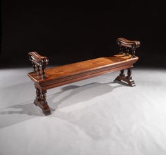 Mid-19th Century Country House Walnut Hall Bench of Good Scale