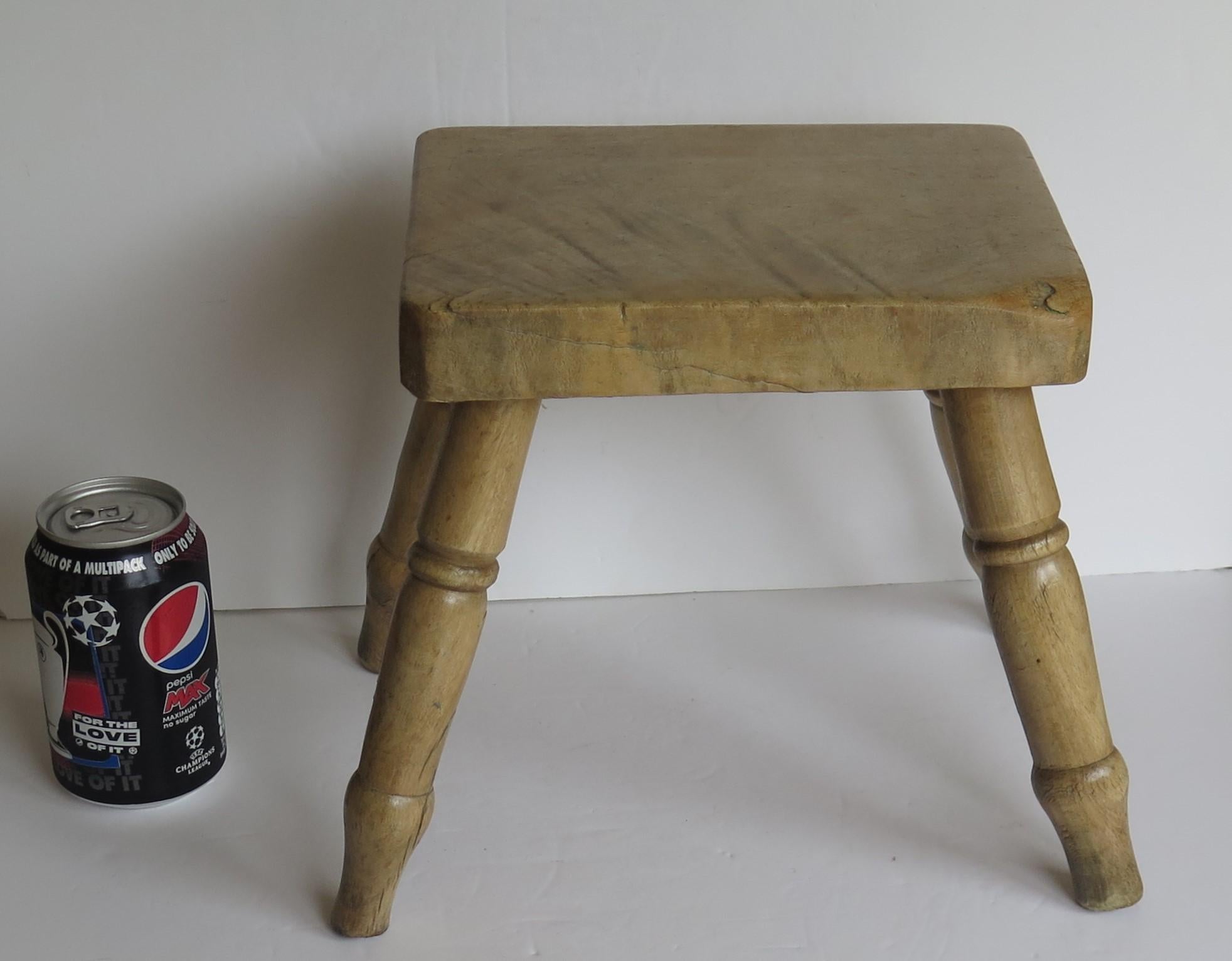 Mid 19th Century Country Milking Stool or Stand Solid Sycamore English, Ca 1840 9