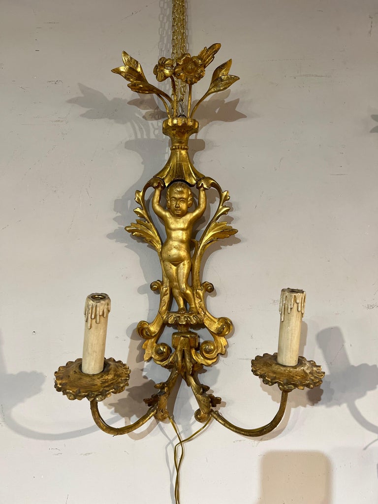 Mid 19th Century Couple of Giltwood Appliques For Sale at 1stDibs