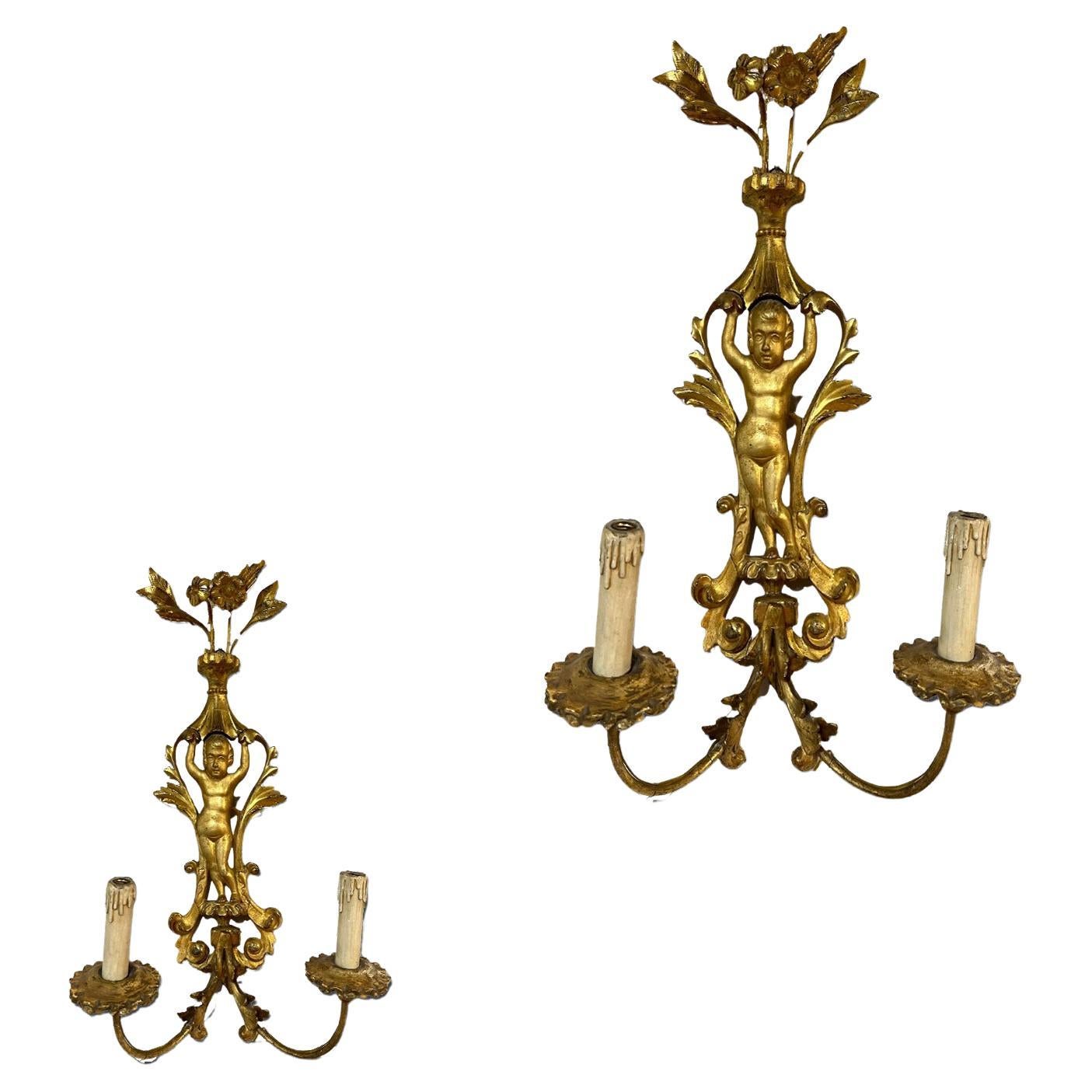 Mid 19th Century Couple of Giltwood Appliques For Sale