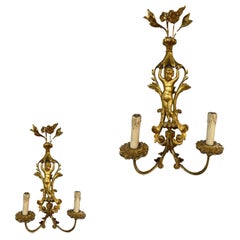 Mid 19th Century Couple of Giltwood Appliques
