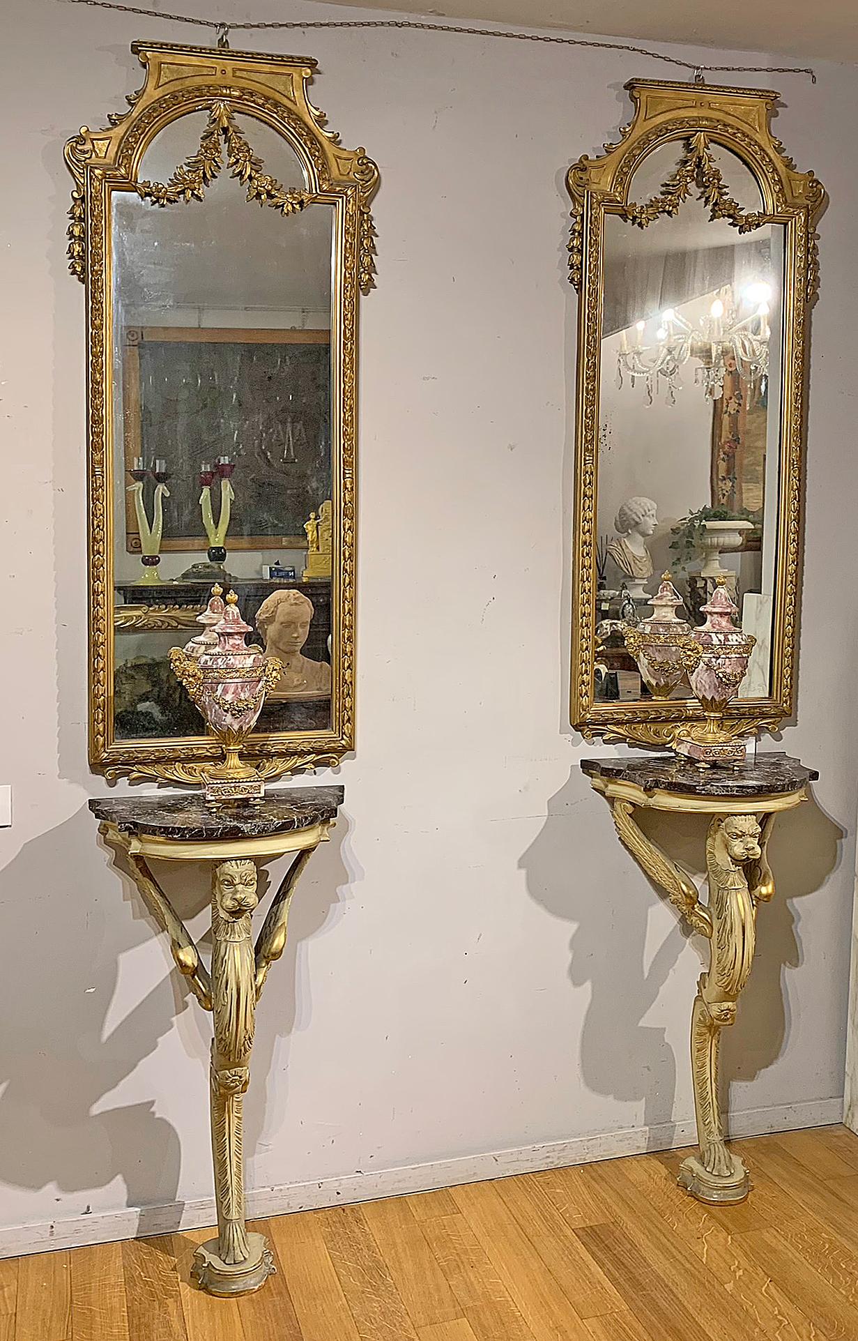 Mid-19th Century Couple of Neoclassical Tuscany Mirrors 3