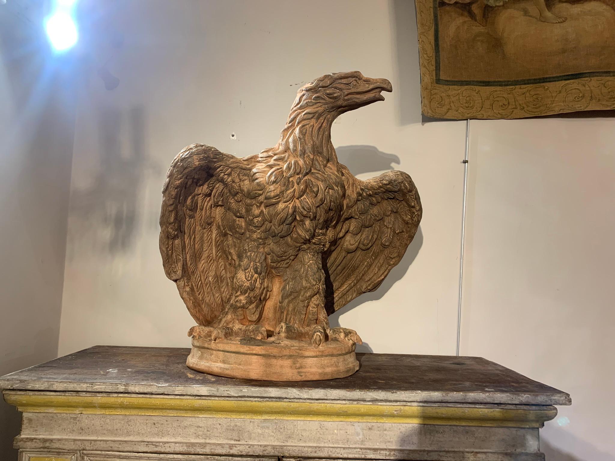 Italian Mid-19th Century, Couple of Tuscany Terracotta Eagles