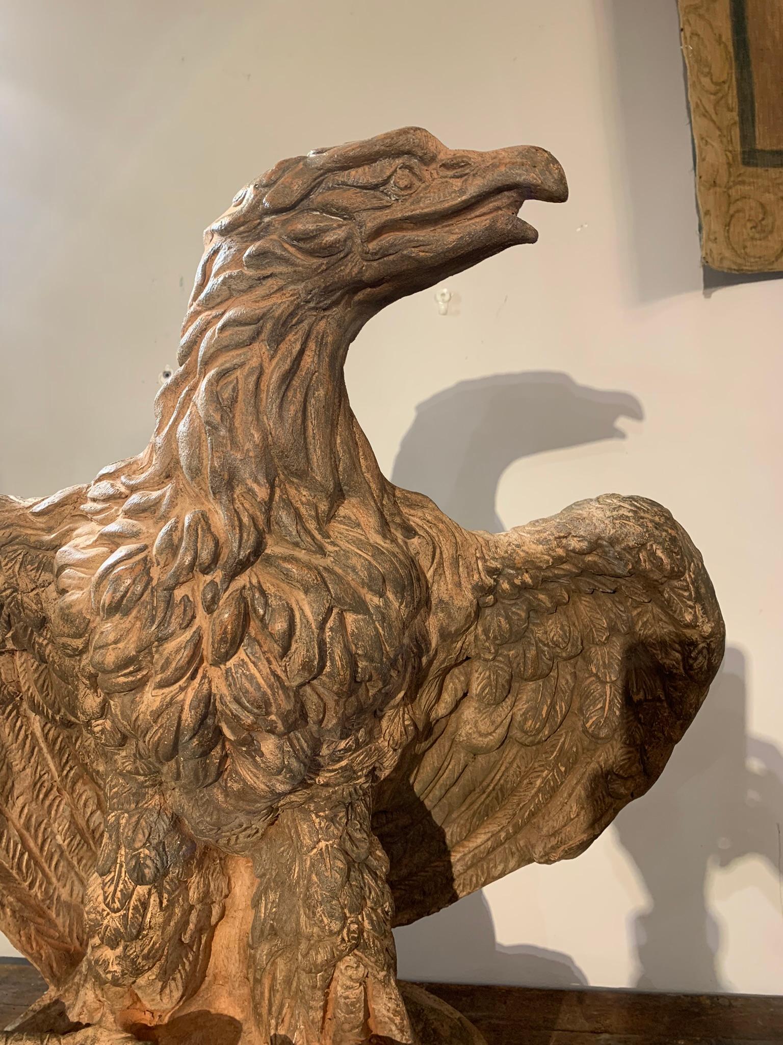 Mid-19th Century, Couple of Tuscany Terracotta Eagles In Good Condition In Firenze, FI