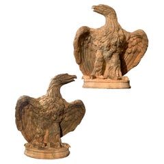Antique Mid-19th Century, Couple of Tuscany Terracotta Eagles