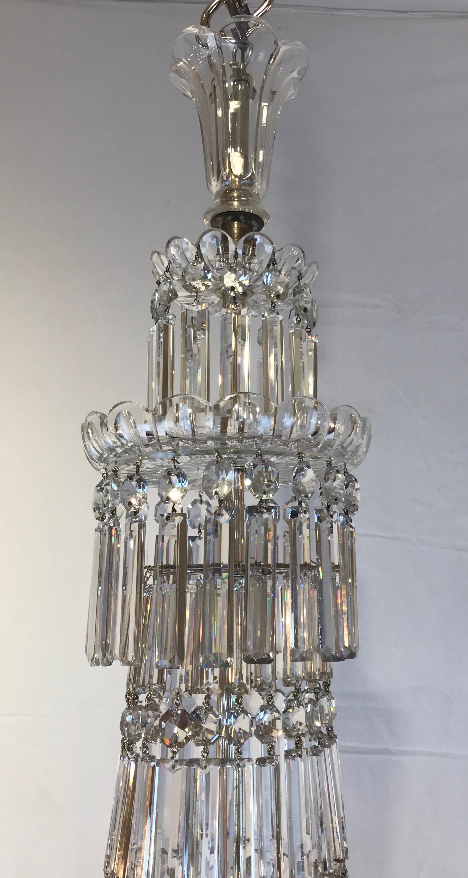 Early Victorian  Mid 19th Century Crystal Chandelier by F&C Osler of Tent and Waterfall Design For Sale