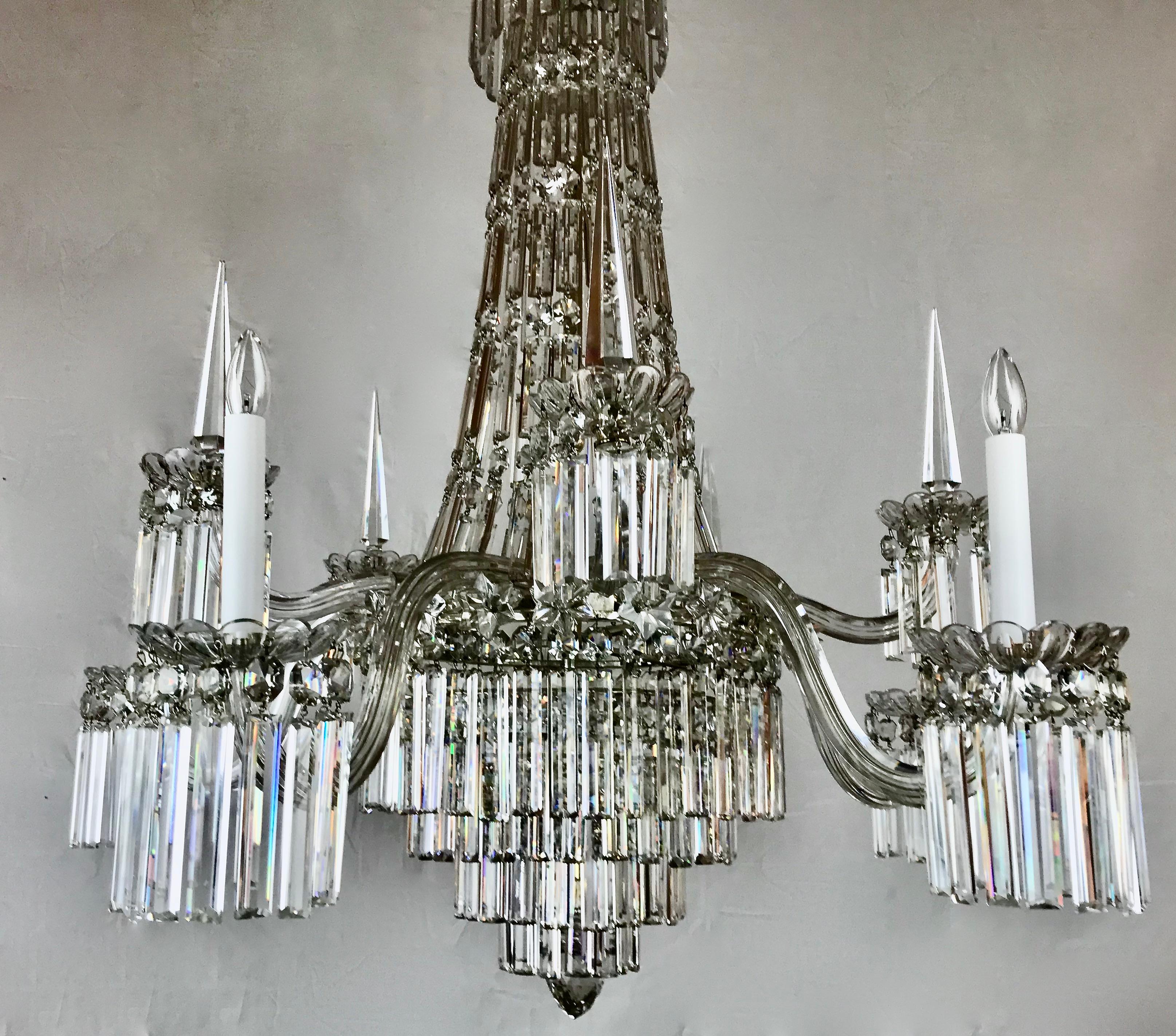 Early Victorian  Mid 19th Century Crystal Chandelier by F&C Osler of Tent and Waterfall Design For Sale