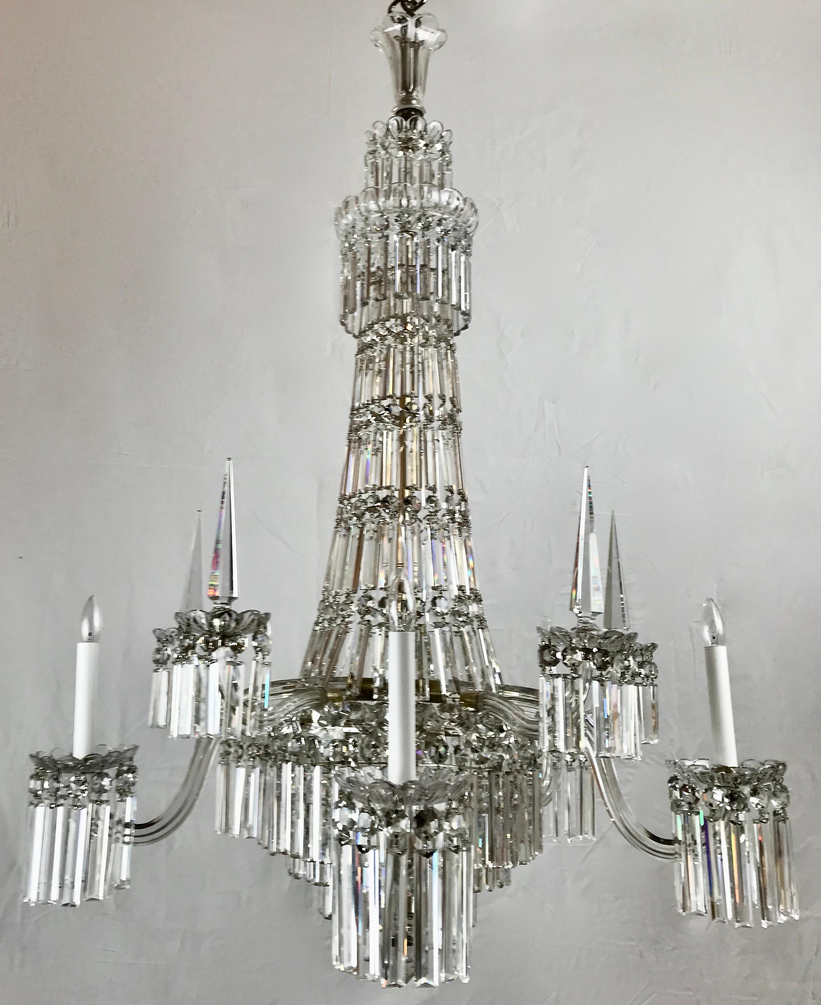Faceted  Mid 19th Century Crystal Chandelier by F&C Osler of Tent and Waterfall Design For Sale