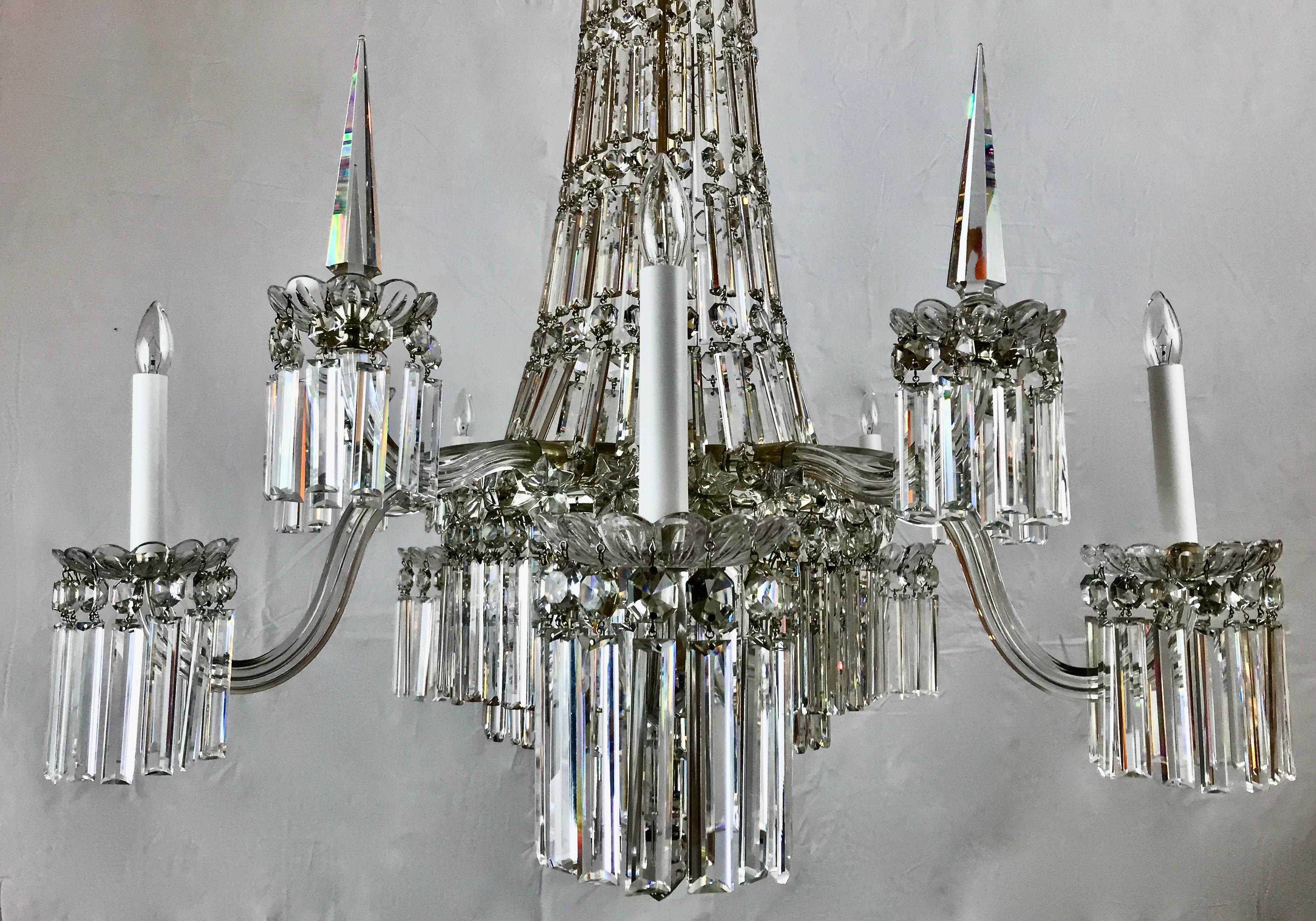 Faceted  Mid 19th Century Crystal Chandelier by F&C Osler of Tent and Waterfall Design For Sale