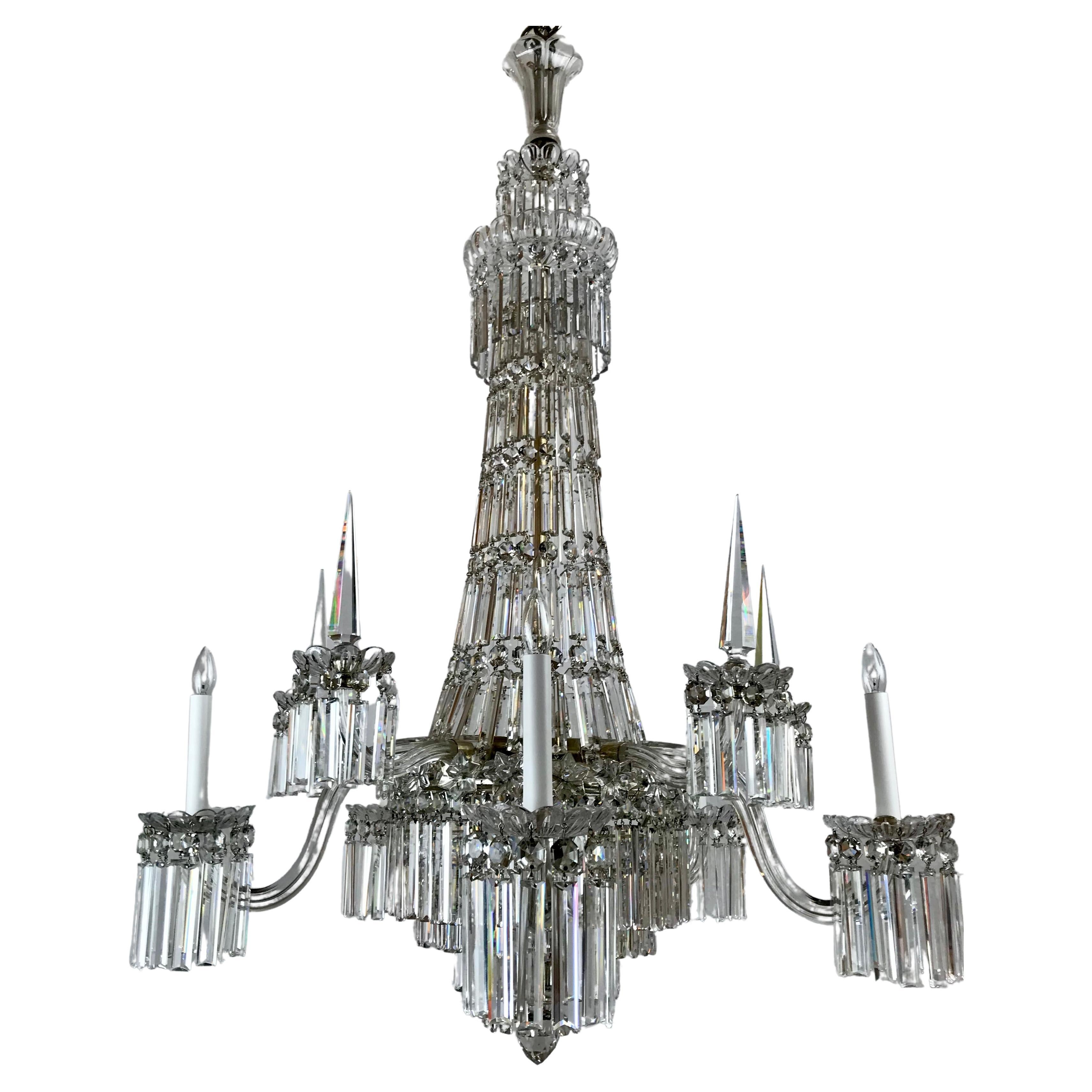  Mid 19th Century Crystal Chandelier by F&C Osler of Tent and Waterfall Design For Sale