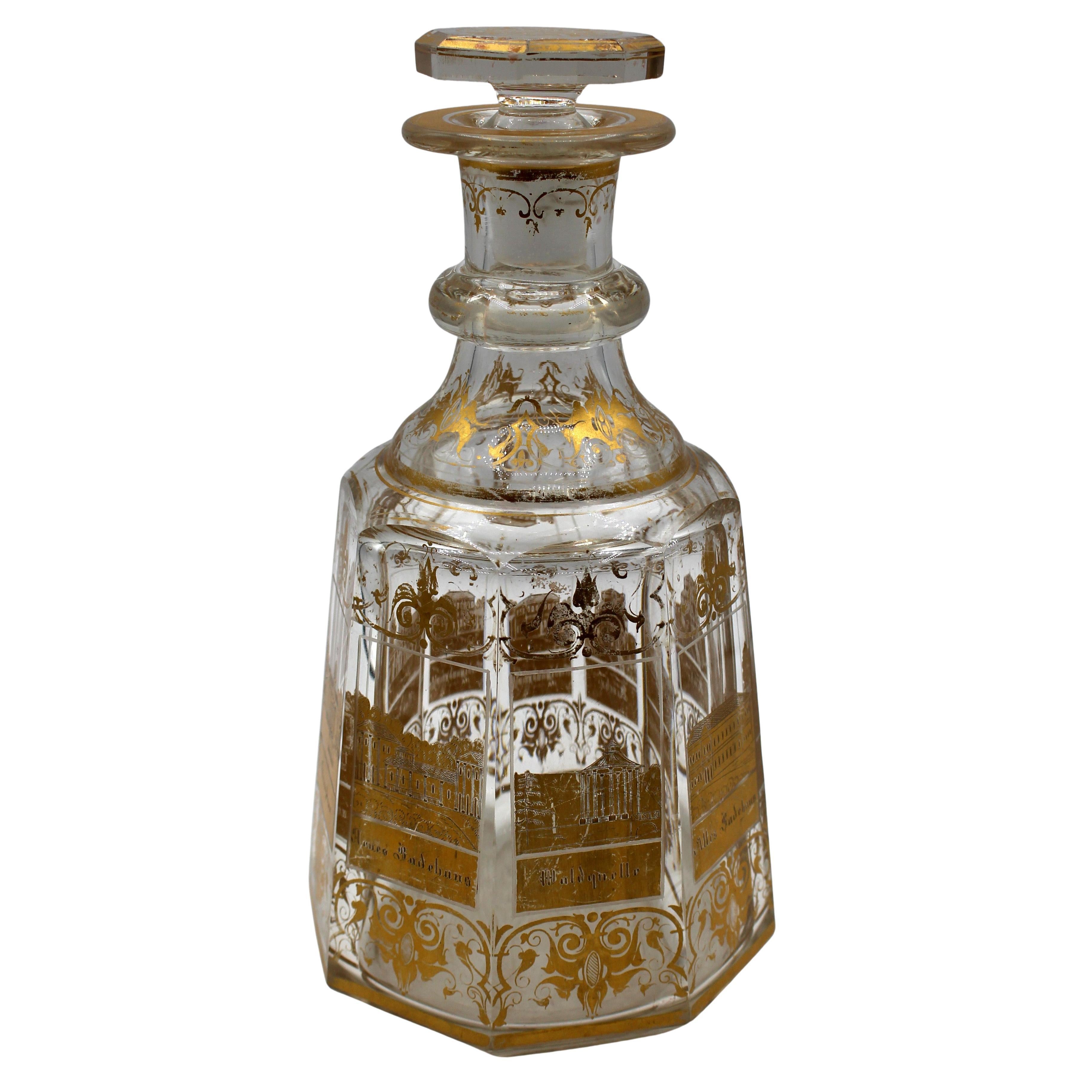 Mid-19th Century Cut and Gilt Glass Decanter For Sale