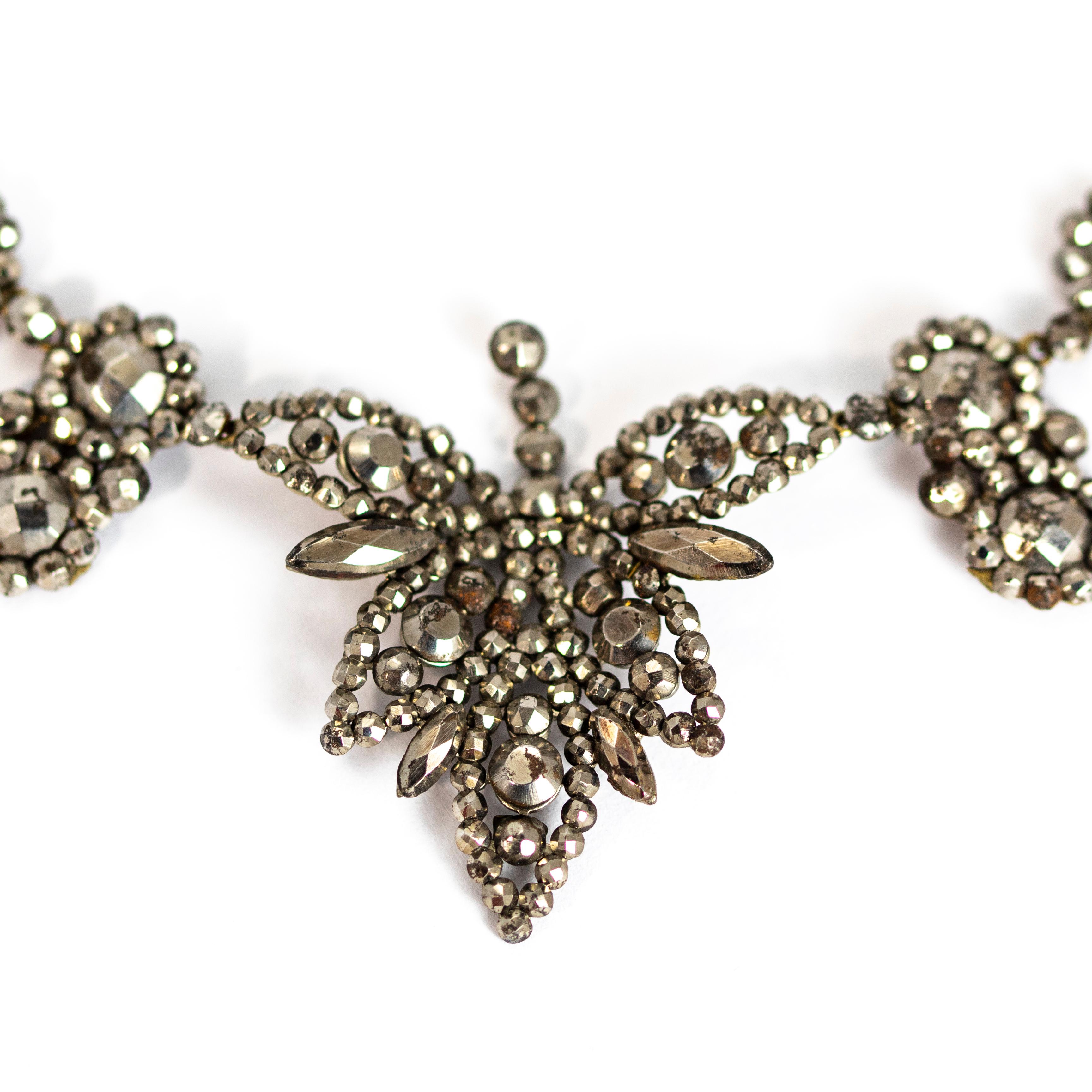 Victorian Mid-19th Century Cut Steel Necklace For Sale