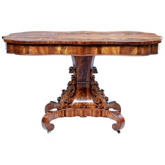 Mid-19th Century Danish Carved Flame Mahogany Center Table