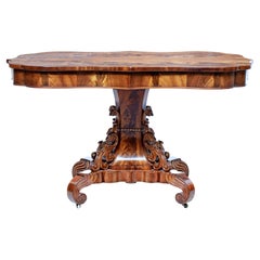 Mid 19th Century Danish Carved Flame Mahogany Center Table