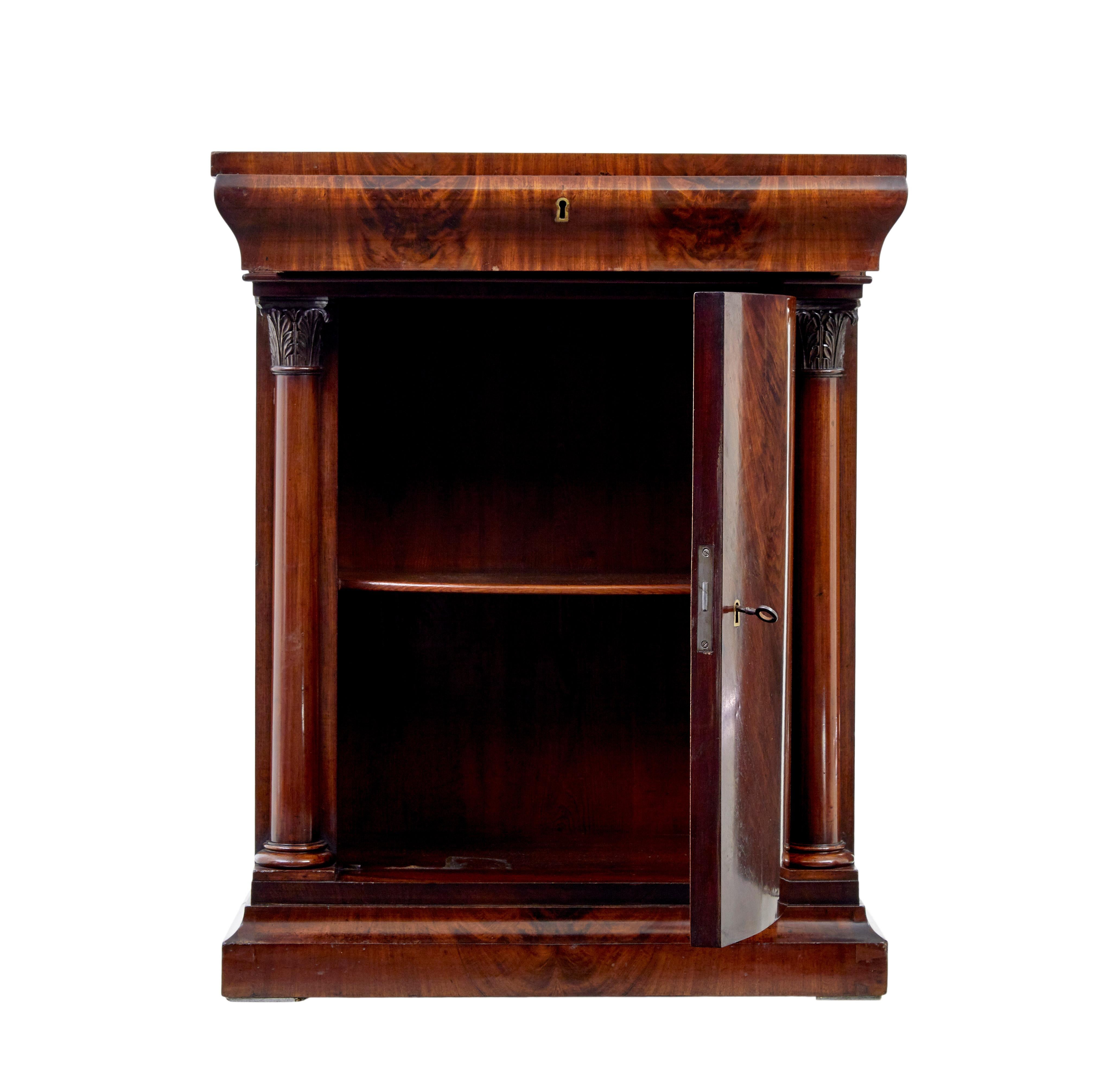 Mid 19th century Danish empire mahogany mirror on cabinet For Sale 3