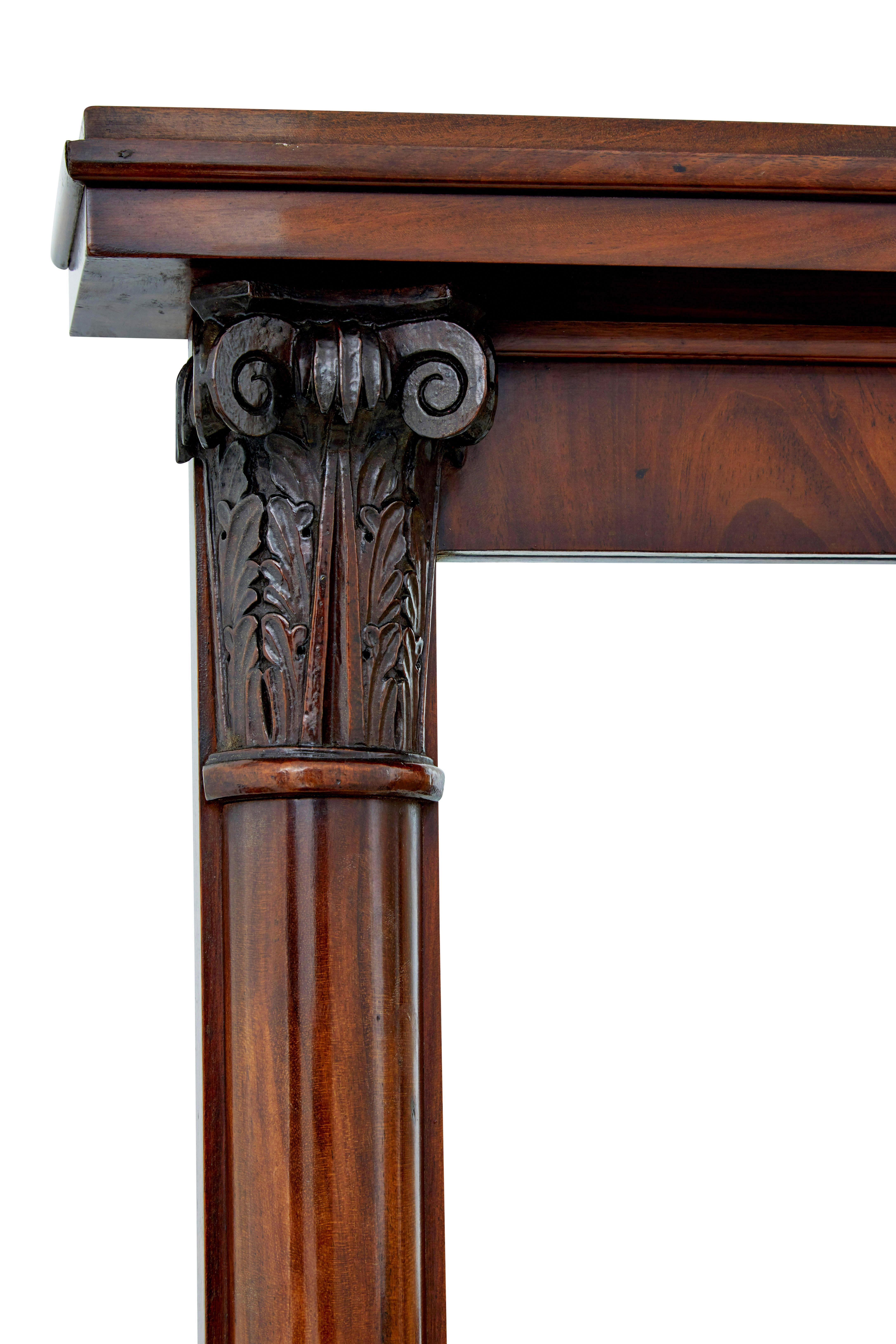 Empire Mid 19th century Danish empire mahogany mirror on cabinet For Sale