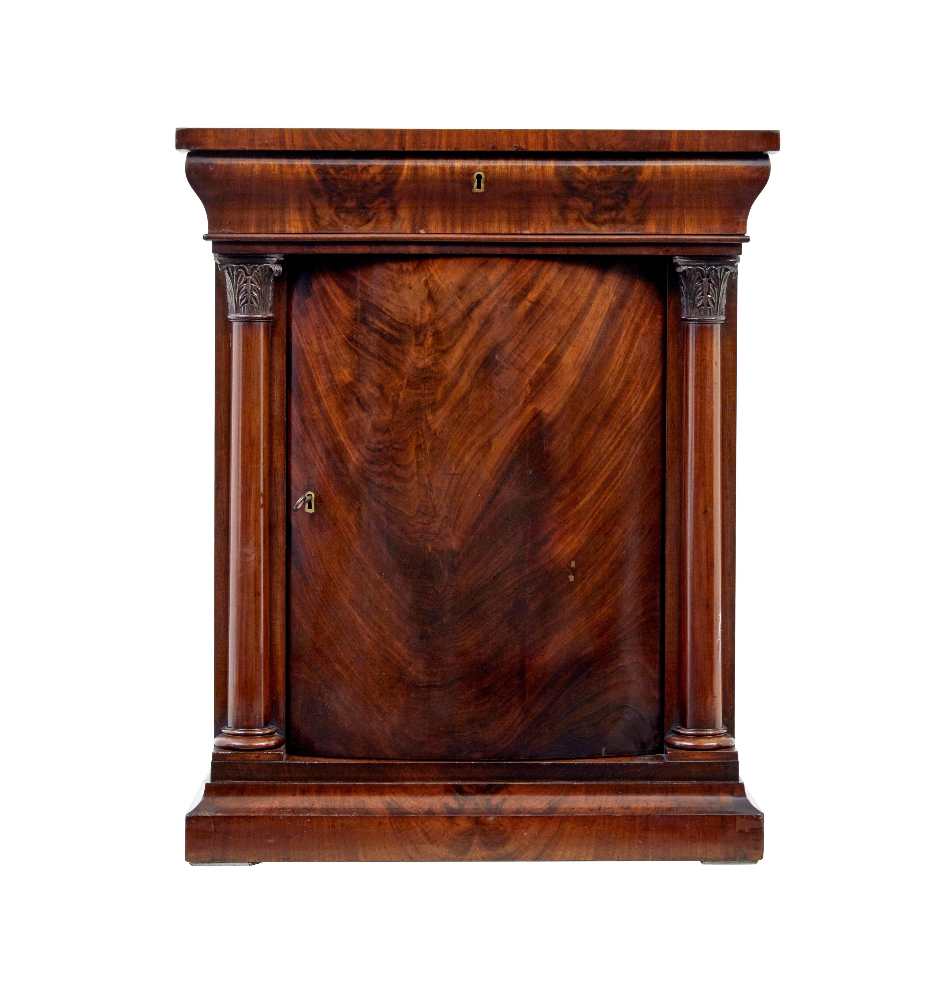 Mid 19th century Danish empire mahogany mirror on cabinet For Sale 2