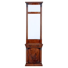 Mid 19th century Danish empire mahogany mirror on cabinet