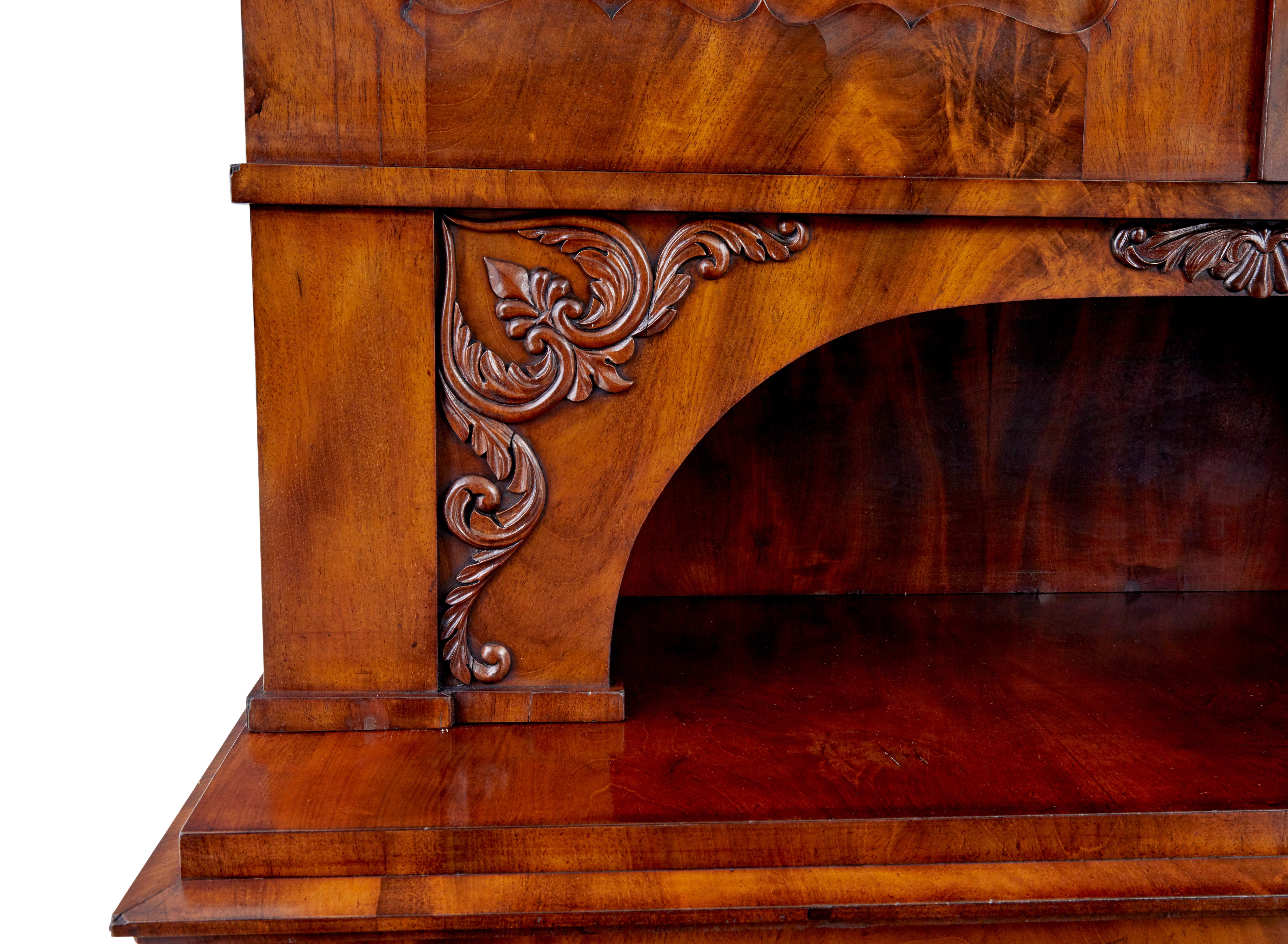19th Century Mid 19th century Danish flame mahogany cabinet For Sale