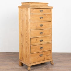 Mid 19th Century Danish Pine Highboy Chest of Seven Drawers