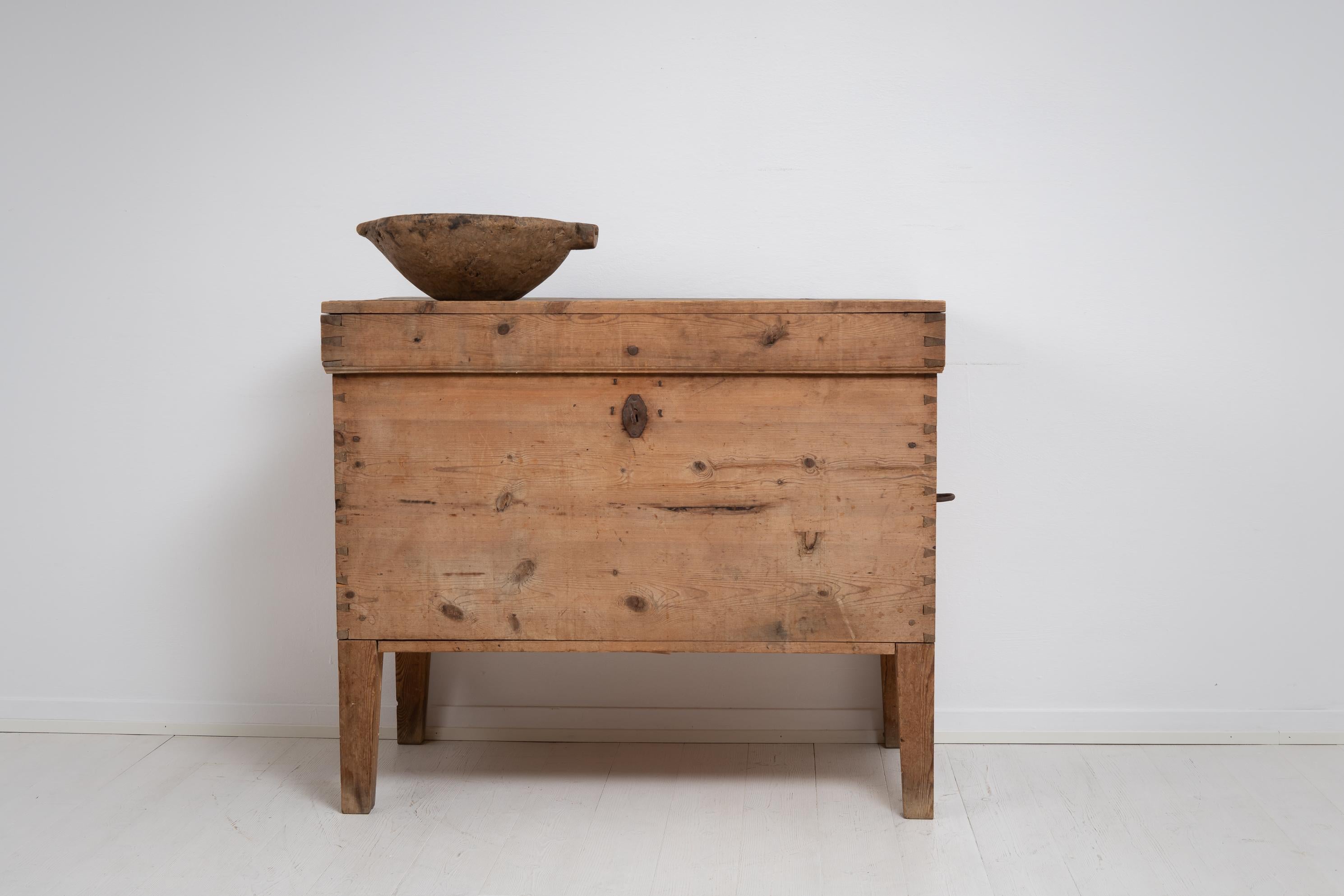 Hand-Crafted Mid-19th Century Dated Swedish Pine Folk Art Blanket Chest