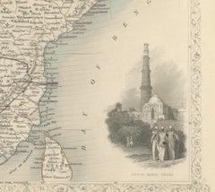 Mid-19th Century Decorative Map of India with Cultural and Natural Vignettes